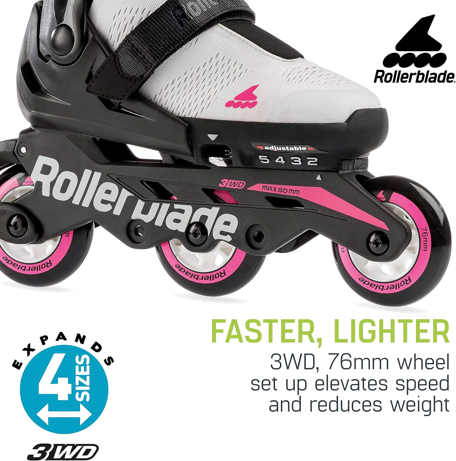 Rollerblade Microblade Free 3WD Kid'S Size Adjustable Inline Skate image number 4