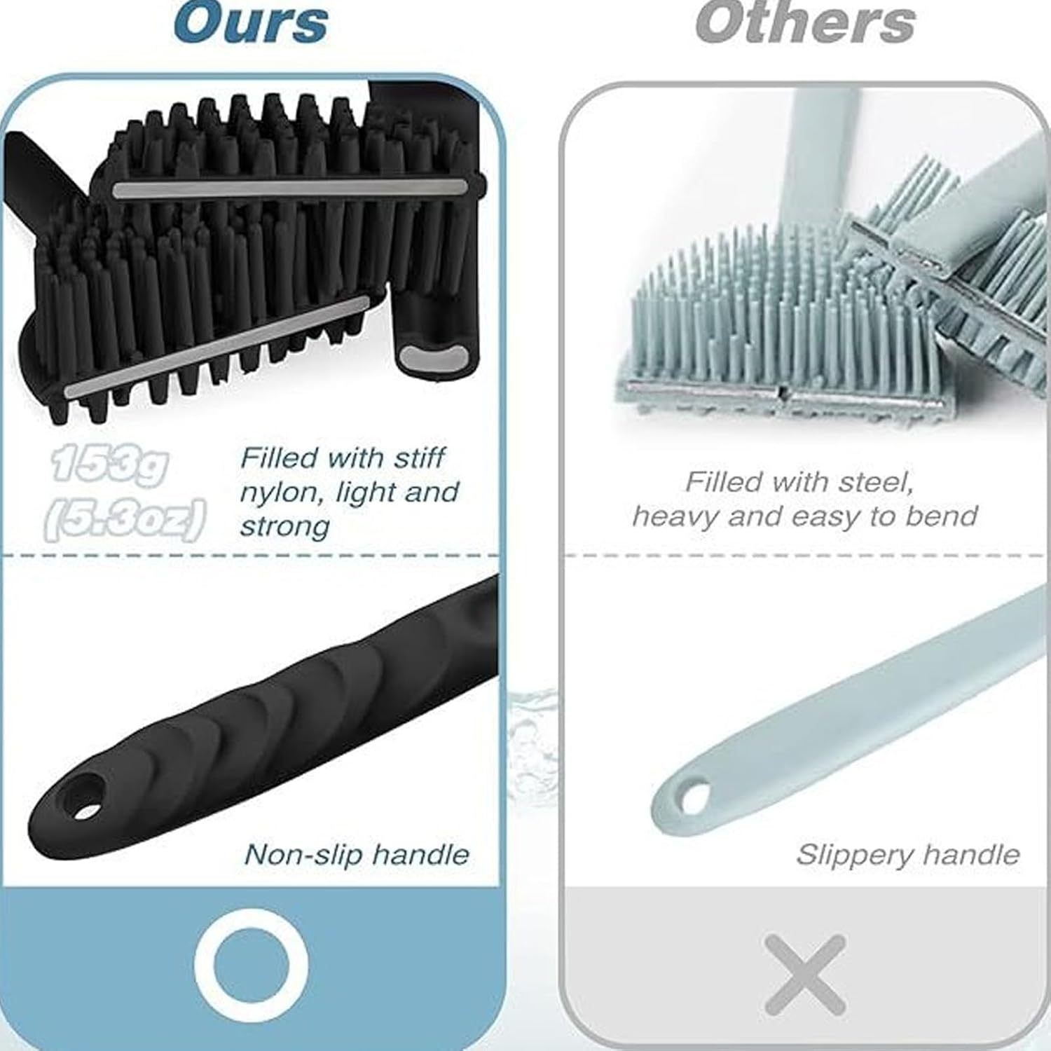 Silicone Back Scrubber with Long Handle & Polygonal Silicone Body Scrubber & round Exfoliator Back-Scrubber Set, Shower Brush, Body Brush Combination, with 2 Hook image number 1