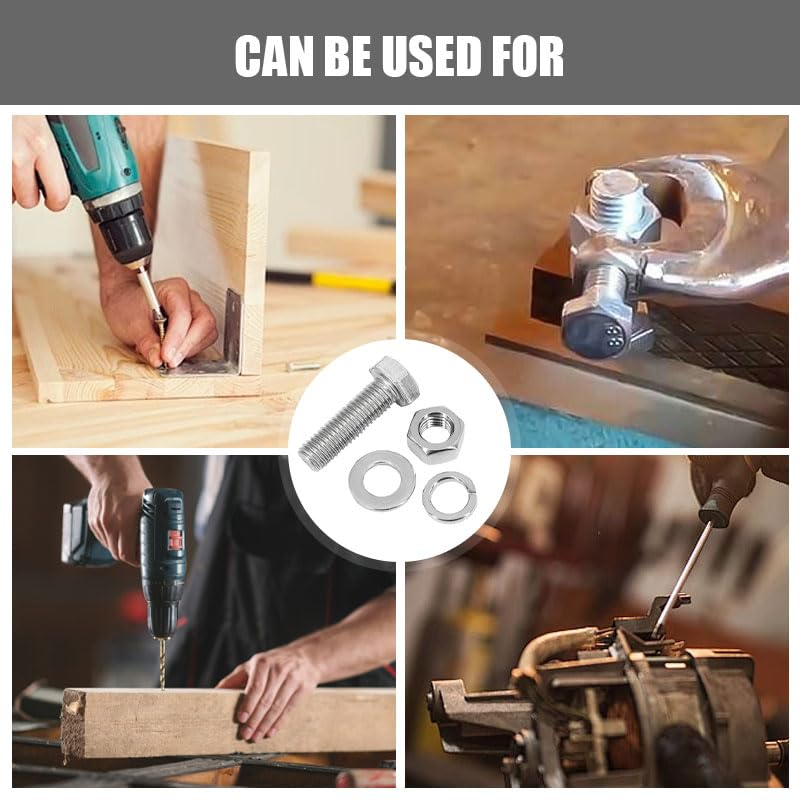 4Pcs M8 X 35Mm Stainless Steel Bolt Kit - Hex Head Screws with Nuts & Washers for Bike/Motorcycle/Garden DIY Repairs, Fully Threaded Rust-Resistant Hardware Set image number 2