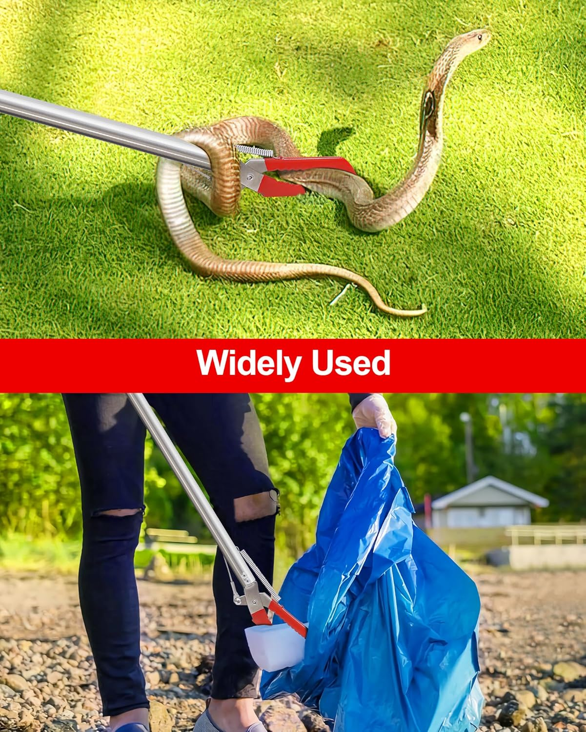 MAMI&BABI 47" Professional Snake Grabber Tool, Collapsible Heavy Duty Snake Catcher Tongs, Reptile Grabber Rattle Wide Jaw Handling Tool image number 3