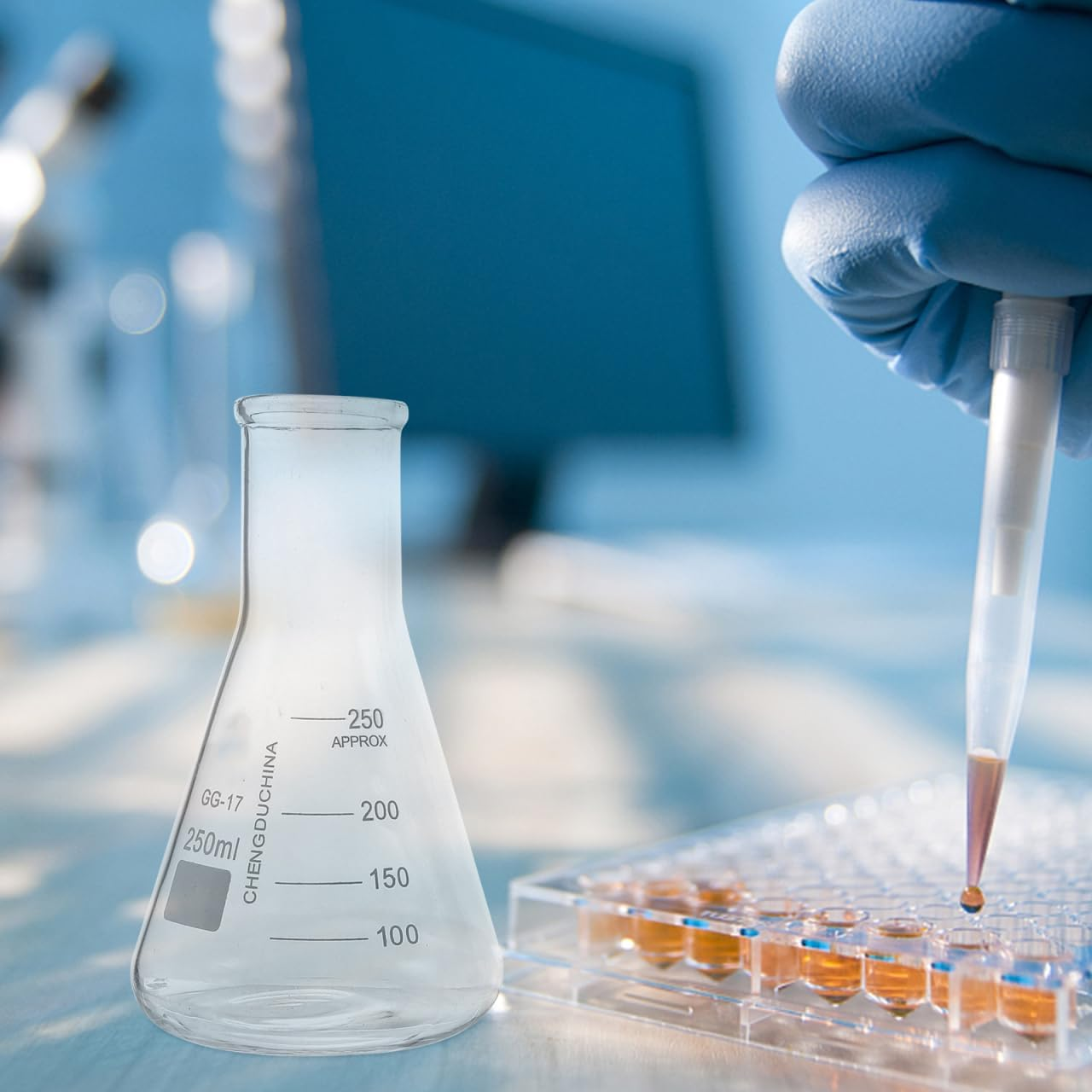 Baluue 9Pcs Set Chemistry Beaker Set Graduated Cylinder Measuring Cup Conical Flask High Durability Glass for Science Experiment image number 6