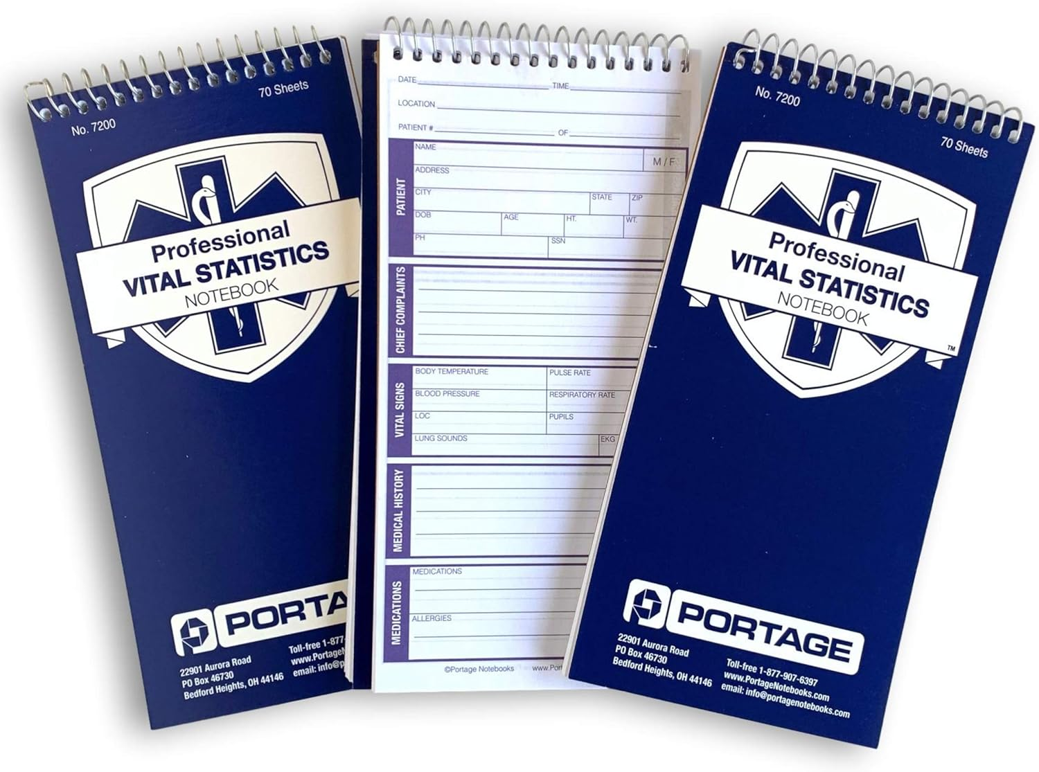 Emt/First Responders Vital Statistics Notebook &ndash; 8&rdquo; X 4&rdquo; Medical Notebook for Vital Signs and Additional Patient Information &ndash; 210 Pages (3 Pack) image number 5