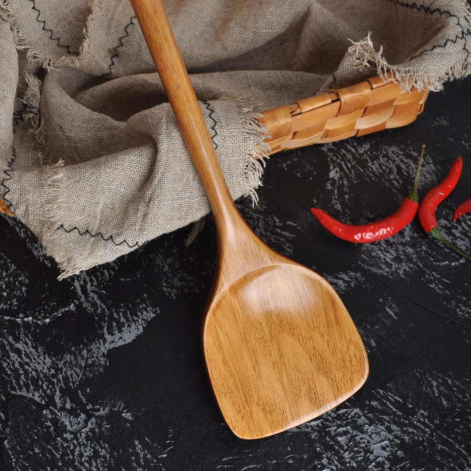 Wooden Spatula. Long Handle Spatula for Cooking.Handmade for Kitchen Cookware. (Spatula) image number 6