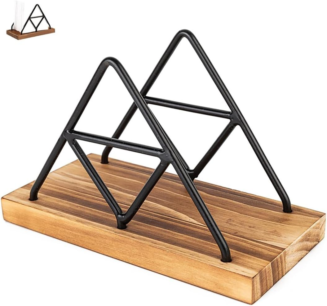 Walquicks Metal and Wooden Napkin Holder - Triangle Design for Kitchen, Dinner Table, Cocktail Bar, Tablecloth D&eacute;cor Standing Rack image number 4