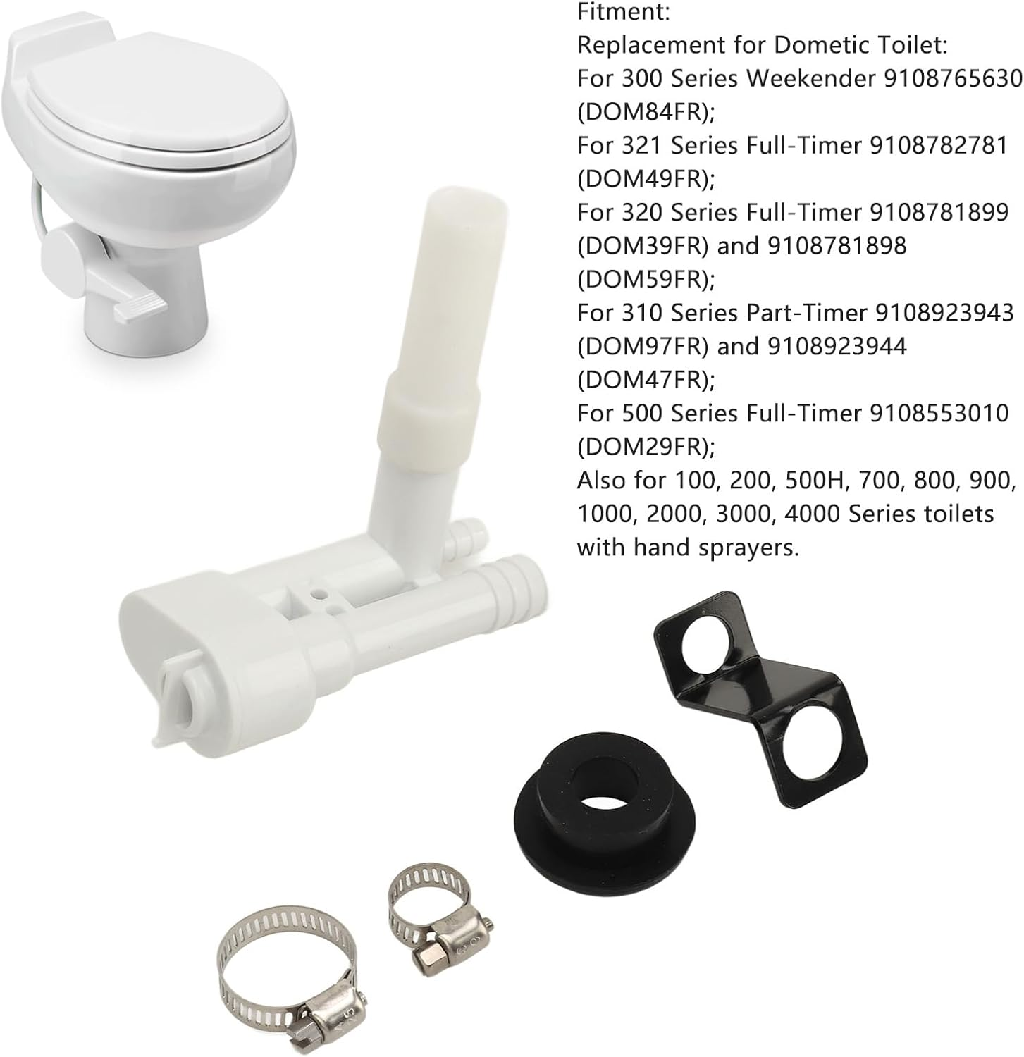 Ejoyous RV Toilet Vacuum Breaker Kit (5Pcs Accessories + Manual) Replaces OE 385230325, Abs+Rubber+Stainless Steel, Backflow Extended Tube, Fits 300/321/320/310/500 Series Toilets image number 5