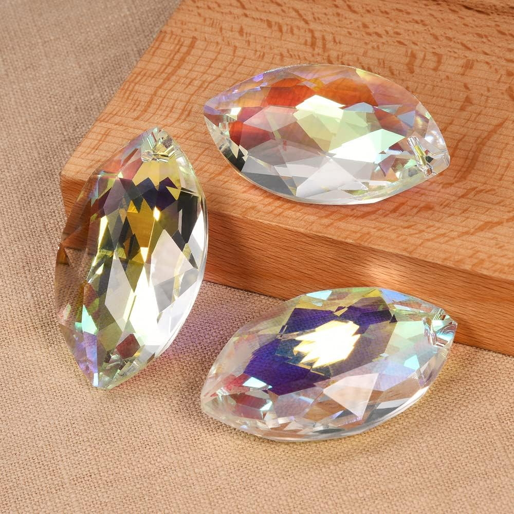 Loveunited 10Pcs Crystal Pendants 1.5"/38Mm AB Oval Suncatcher - Hanging Crystals Prisms for Windows, Fengshui, Hanging Ornament for Decoration, Chandelier Crystals Replacement image number 4