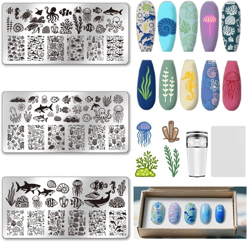 UNICRAFTALE 3Pcs Cute Dog Nail Stamp Plates Set Pets Animals Nail Stamping Plate Puppy Love Image Nails Stencils Dog Paws Design Nails Art Stamping Template with Stamp and Spacer for Lover Manicure image number 3