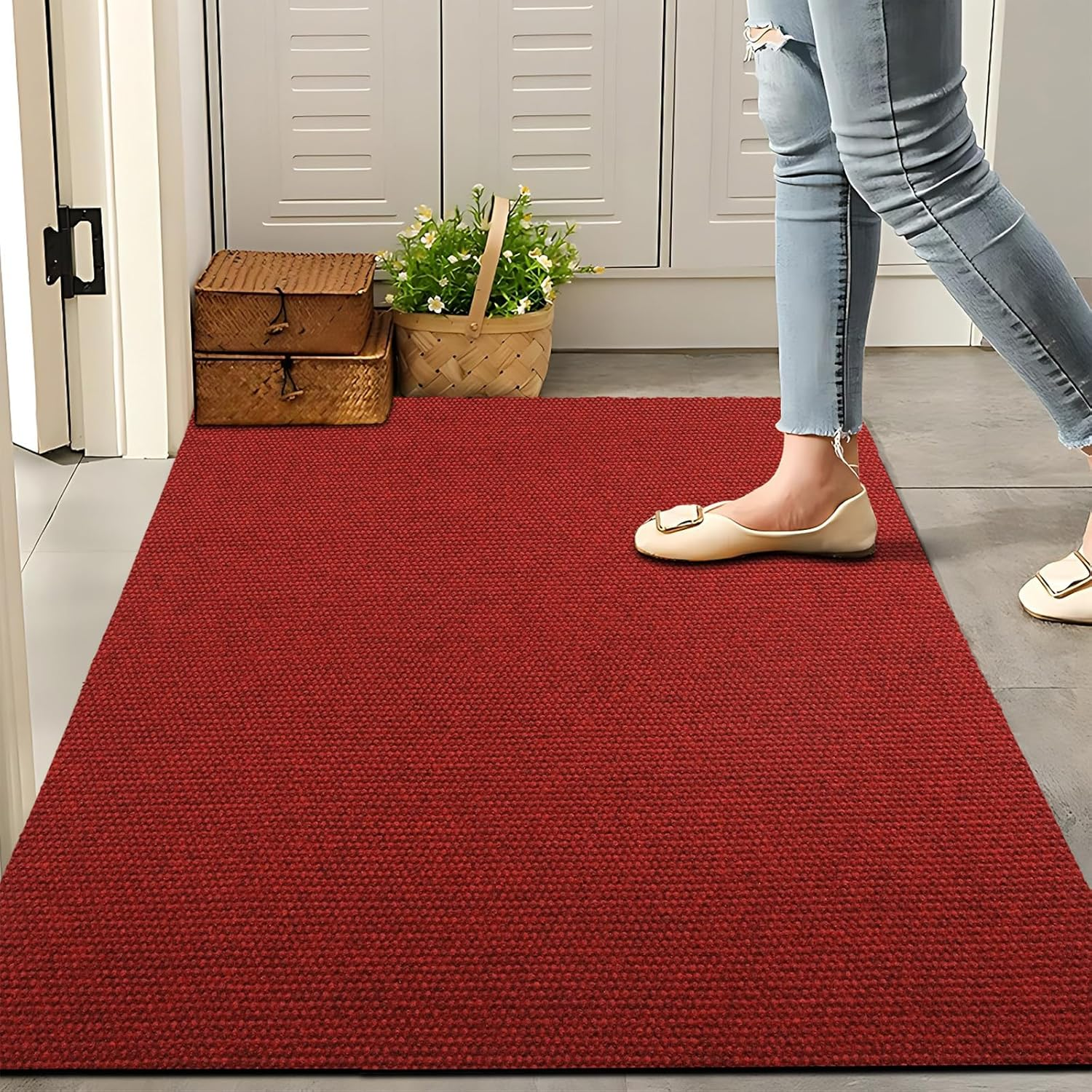 Marlow Front Door Mat, Heavy Duty Non-Slip for Entrance, Entryway Mats for Shoe Scraper, Dirt Resist Welcome Door Mats, Hallway Runner Rug, for Indoor&Outdoor Home High Traffic Area, 90Cmx305Cm, Grey
