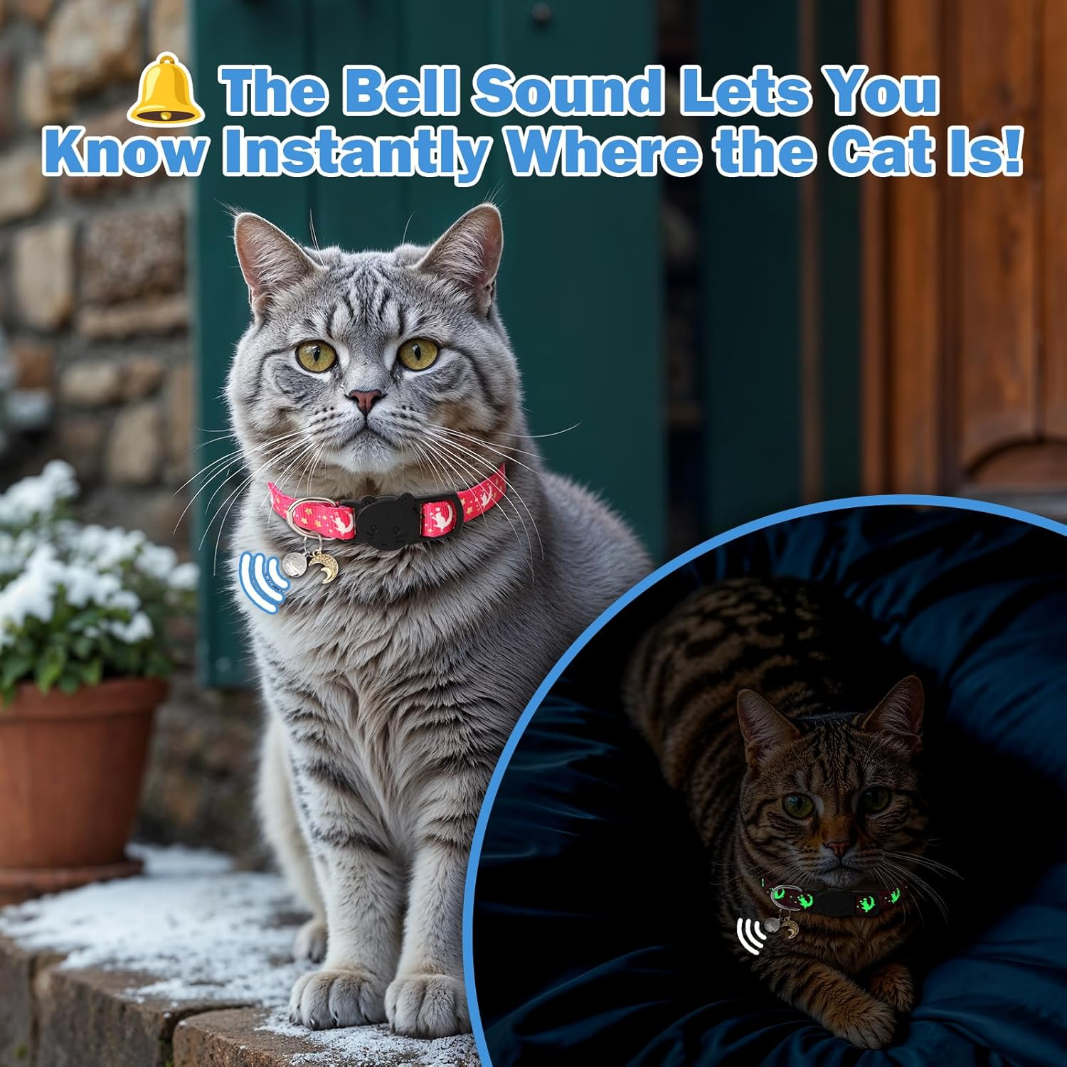 Enbluy 4 Pack Cat Collars with Bells, Fluorescent Cat Collar Glows in the Dark Breakaway Cat Collar Adjustable Reflective Cat Collars with Safe Breakaway Quick Release Buckle for Kitty Puppy image number 2