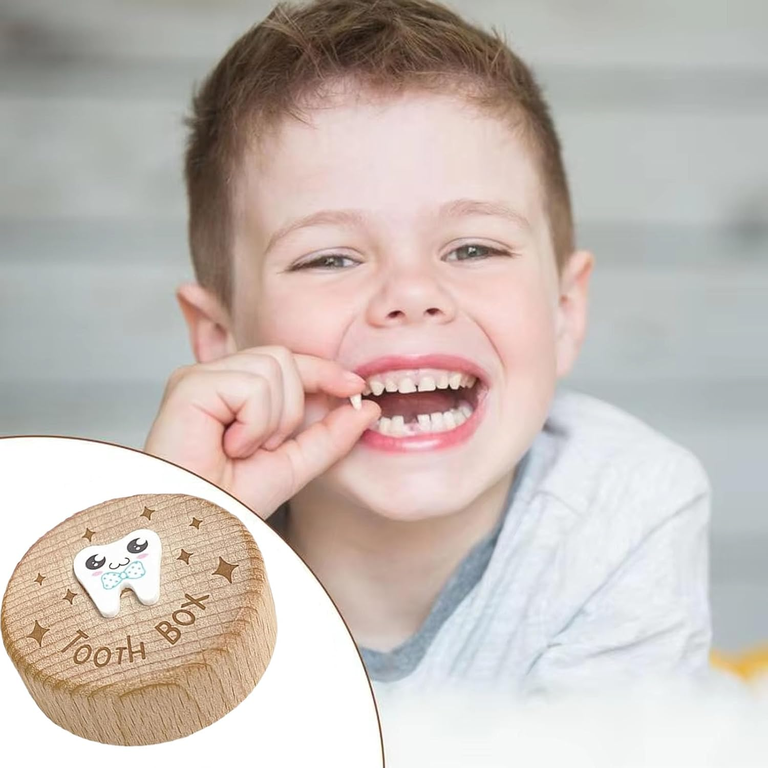 3D Carved Tooth Fairy Pillow Box for Lost Teeth Wooden Keepsake Storage Box, Unique Birthday for Boys Girls Kids, Baby First Tooth Holder with Handmade Carving Design