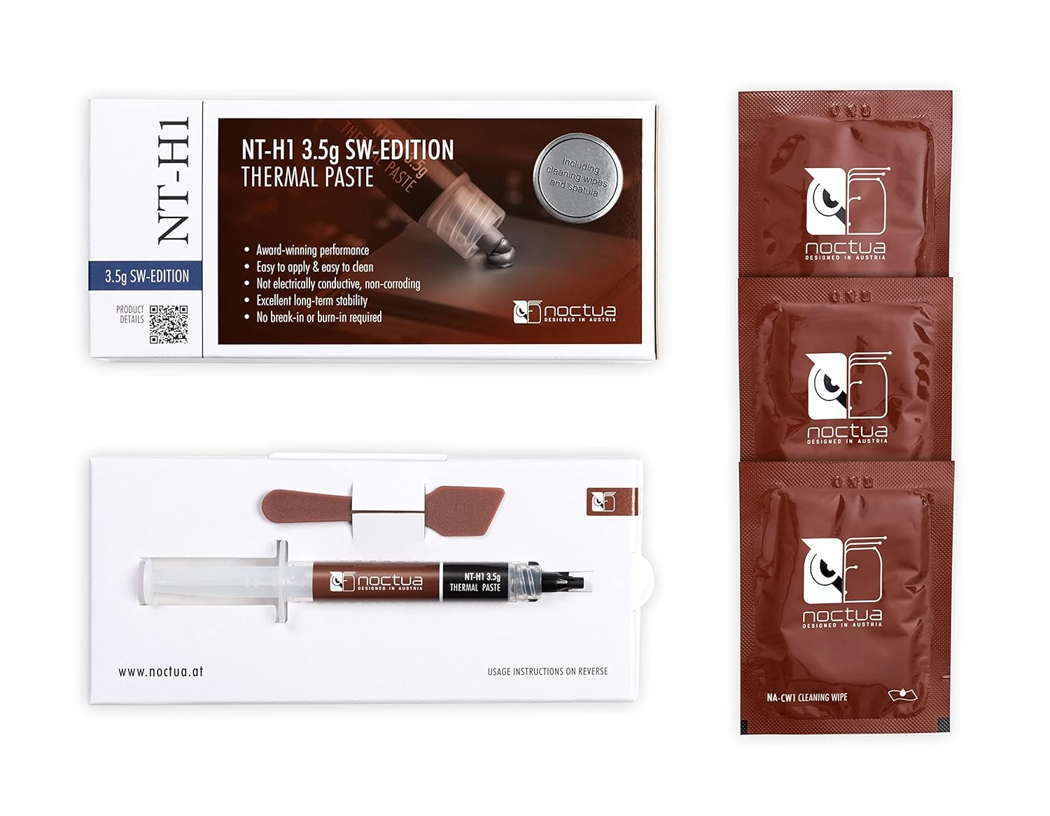 Noctua NT-H1 3.5G SW Edition, Thermal Computer Paste with Spatula and Cleaning Wipes image number 3