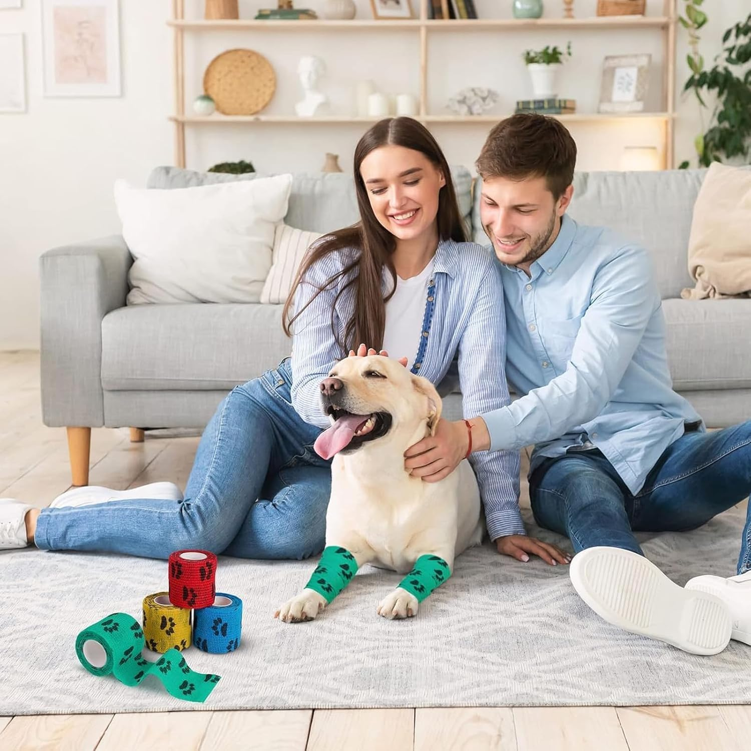 Self-Adhesive Bandage Dog Vet Wrap, 6 Roll Pet Vet Wrap Cohesive Bandages,Dogs Elastic Bandage Wrap Tape for Wrist Ankle Sprains, 5Cm X 4.5M image number 6