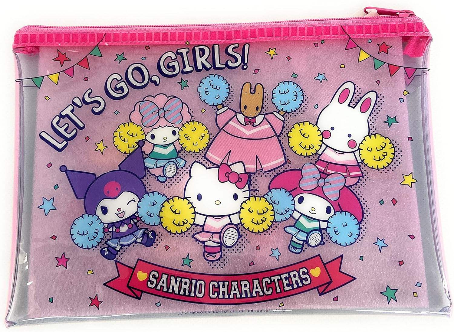 Sanrio Characters Girls Vs Boys Accessories Pouch Cosmetic Pouch Flat Vinyl Pouch Zipper Case Bag 7.9 in X 5.7 in (Cheers)