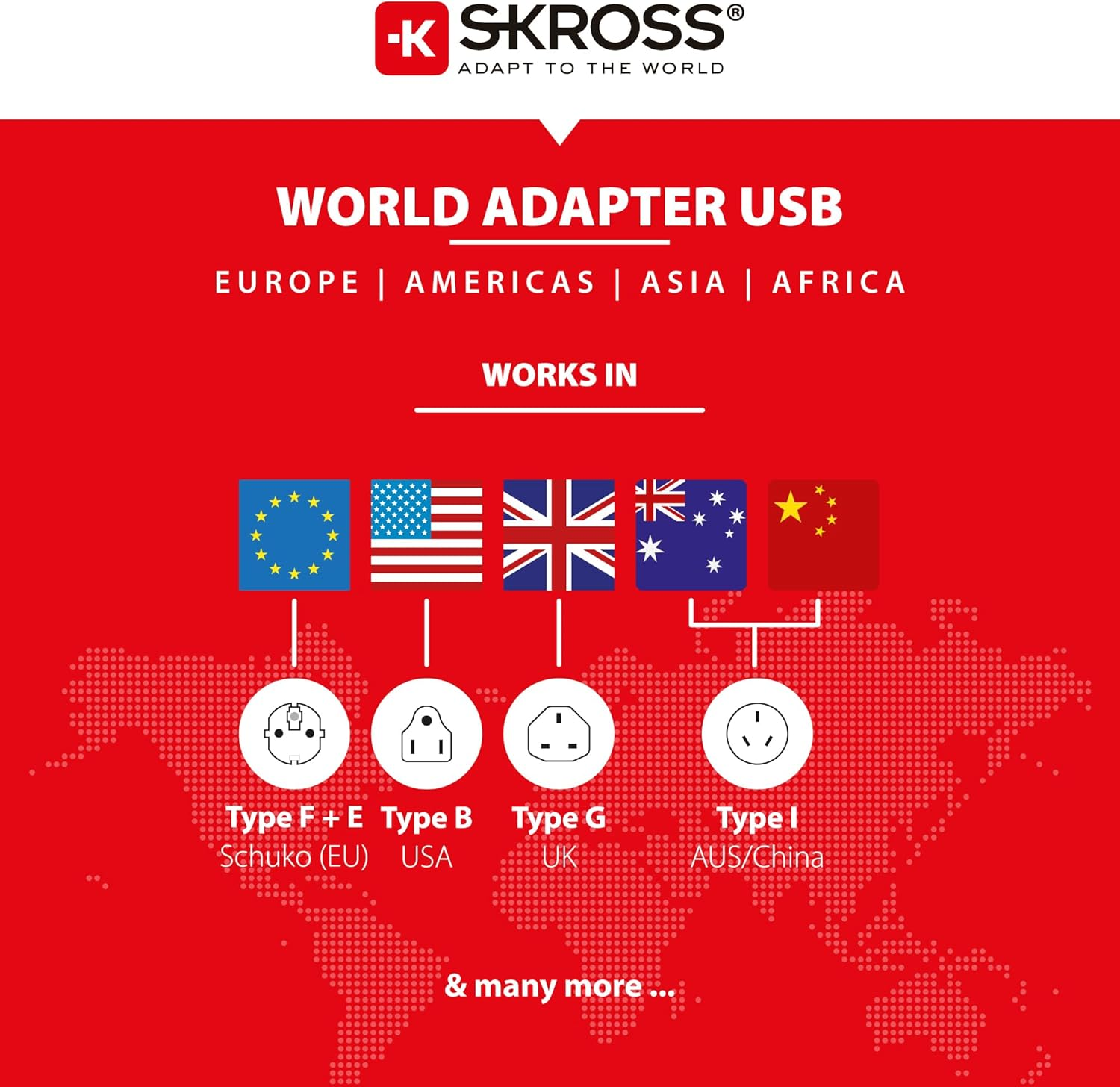 SKROSS Country Plug Pro Light USB World 2 X a White image number 1