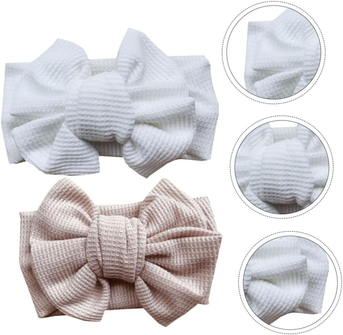 2Pcs Headbands with Large Hair Bow for Newborns, Soft Knitted Oversized Bow Headbands for Baby Girls, Perfect Hair Accessories for Birthday Party, Halloween & Christmas Photo Shoots image number 1