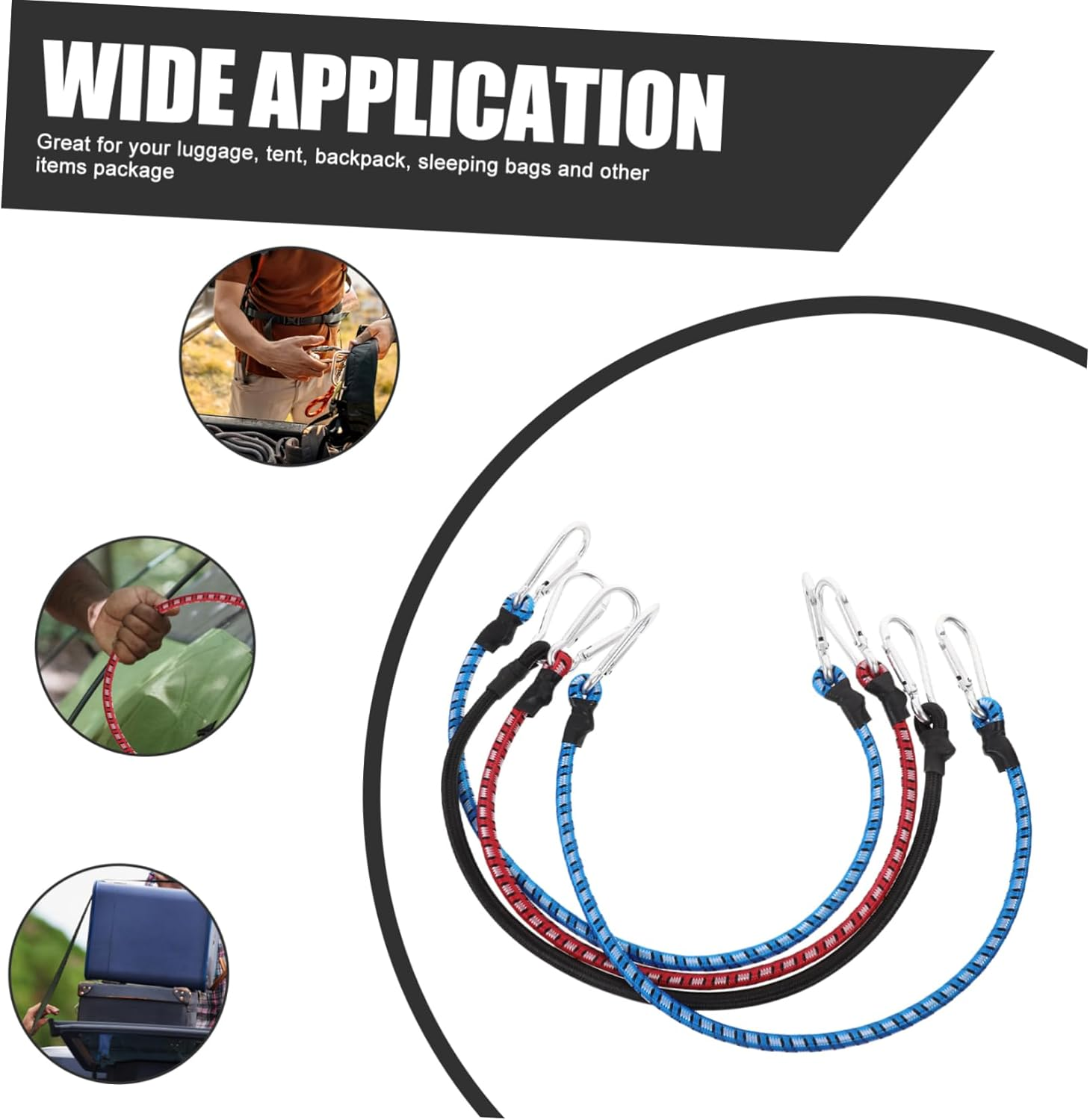 NAMOARLY 4Pcs Luggage Fix Straps for Secure Camping Storage Elastic Ties for Car Roof Rack Van Trailer for Luggage and Cargo Transport image number 3