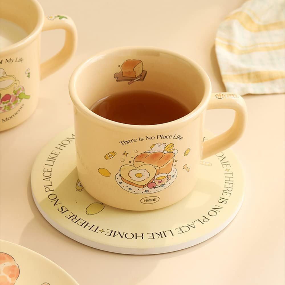 Cute Morning Coffee Mug 380Ml/12Oz Kawaii Bunny and Toast Bagel Household Ceramics Latte Milk Tea Cup for Boys Girls Kids Daughter Son Home Family (Toast) image number 1