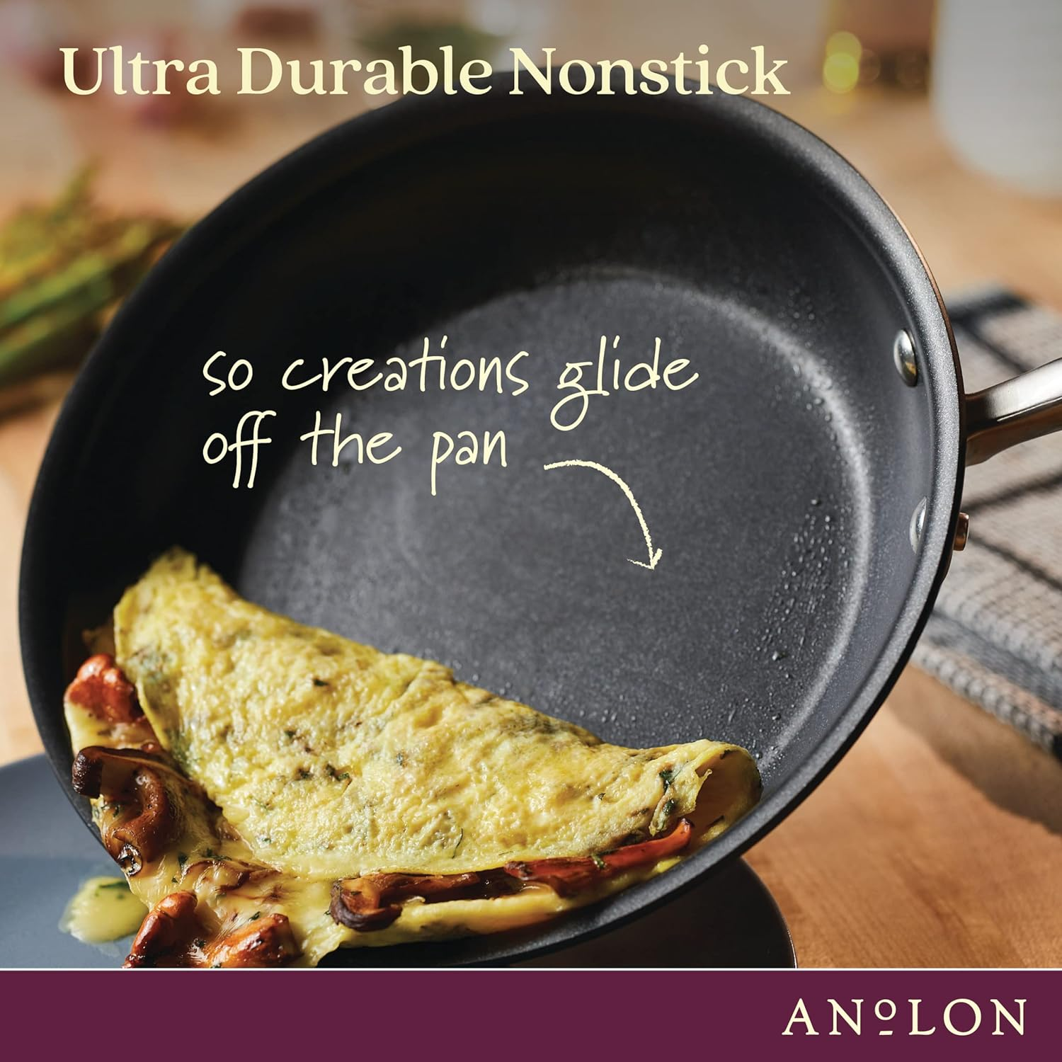 Anolon Advanced Home Non Stick 30Cm/4.98L Covered Saute Pan with Helper Handle, Frying Pan, Pots and Pans, Oven Safe, Onyx with Lid image number 5