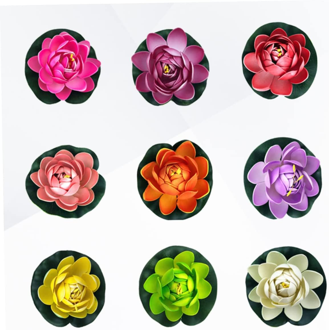 9Pcs Artificial Lotus Flower Floating Candle Water Lily Night Lamp for Pool Fish Tank Pond Simulation Floating Flowers 11Cm image number 2