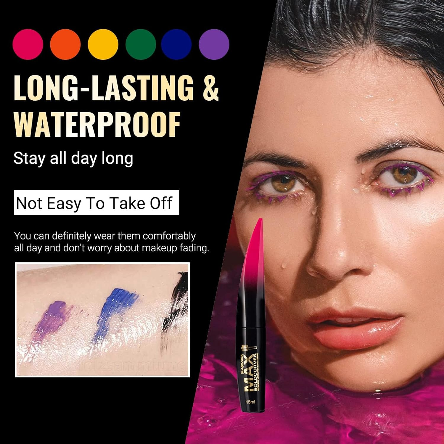 6Pcs Colored Mascara Waterproof - Volumizing, Lengthening & Clump-Free & False Lash Effect & Smudge - Proof Blue & Black & Brown Etc, Cosmetics Set for Women, Perfect for Christmas & Summer Parties image number 4