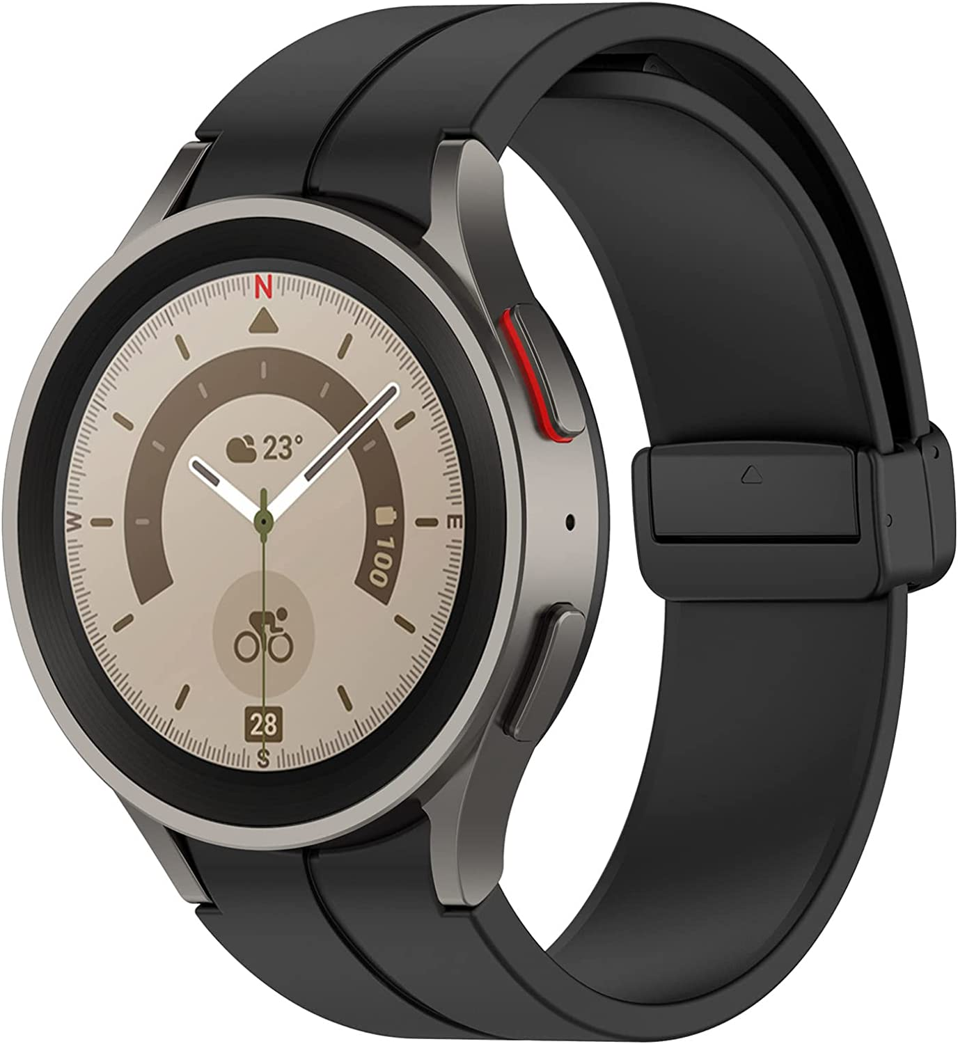 Magnetic for Samsung Galaxy Watch 6/5/4 Band 40Mm 44Mm/Galaxy Watch 6 Classic Bands 47Mm 43Mm/Watch 4 Classic 46Mm 42Mm Women/Men,Silicone Strap for Samsung Watch 5 Pro 45Mm,No Gap D Buckle Wristband