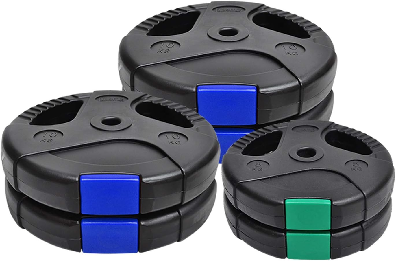 Weight Plates 50Kg - Weight Plates Set - 5Kg X 2 + 10Kg X 4 - Standard 26.5Mm - Dual Grip Ez Handle PVC Coated - Weight Training Exercise Workout Fitness Gym Strength