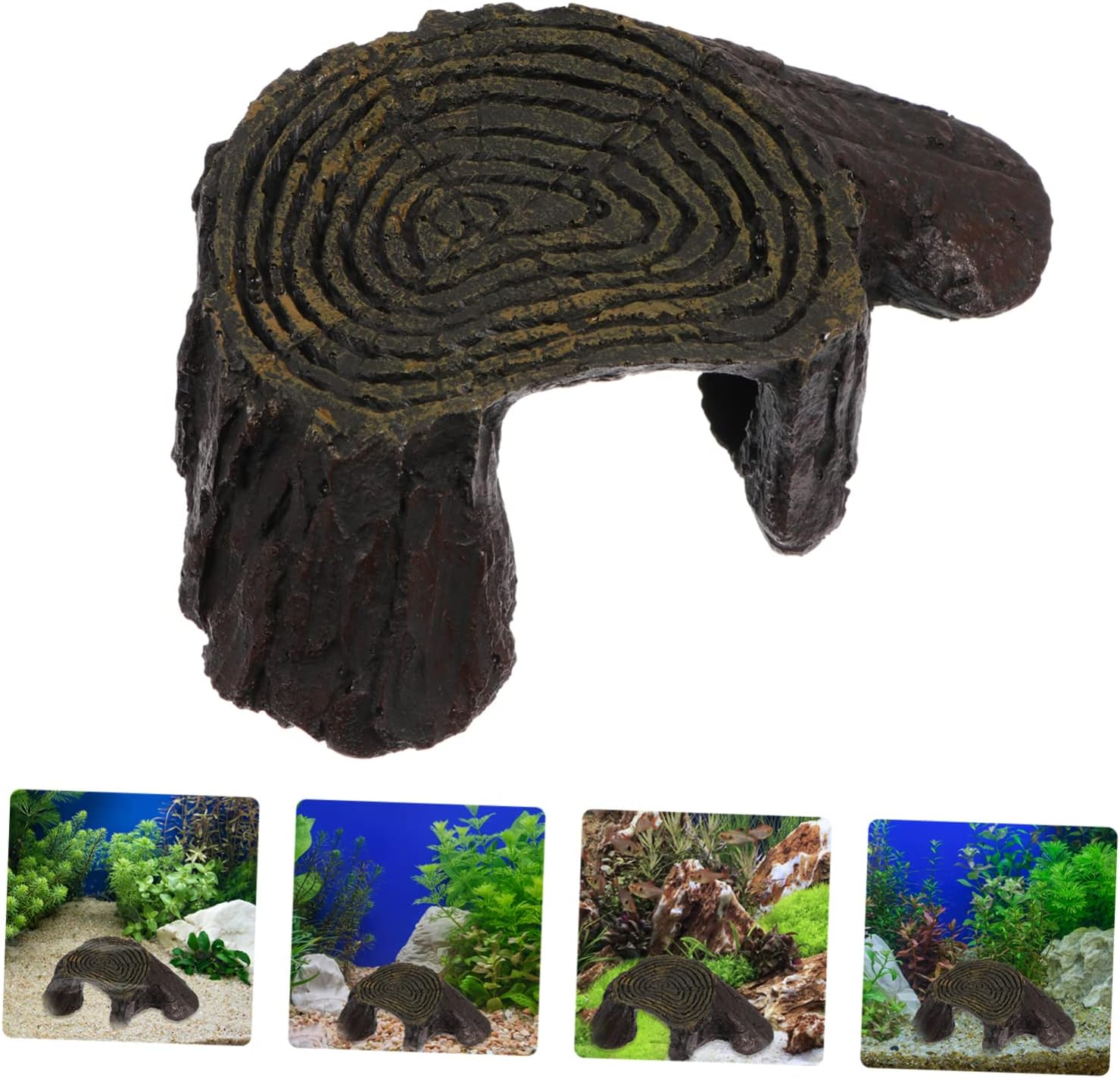 VICASKY Reptile Climbing Platform Tortoise Terrace Aquarium Decor Resin Basking Dock with Tree Hole Design Pet Climbing Terrace for Fish Tank Landscaping Habitat image number 6