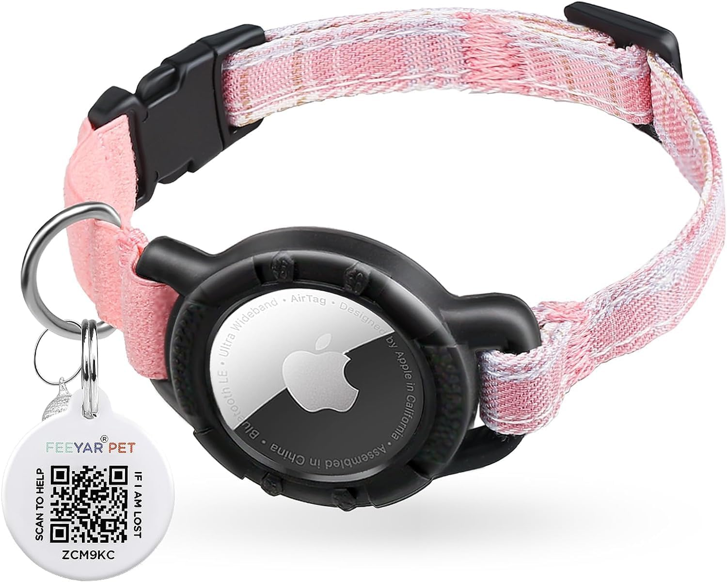 HHXWAN Airtag Cat Collar, Integrated GPS Cat Collar with Apple Air Tag Holder, QR Code Name Tag, Cat ID Tag Personalized Cat Collars for Girl Boy Cats, Kittens and Puppies image number 2