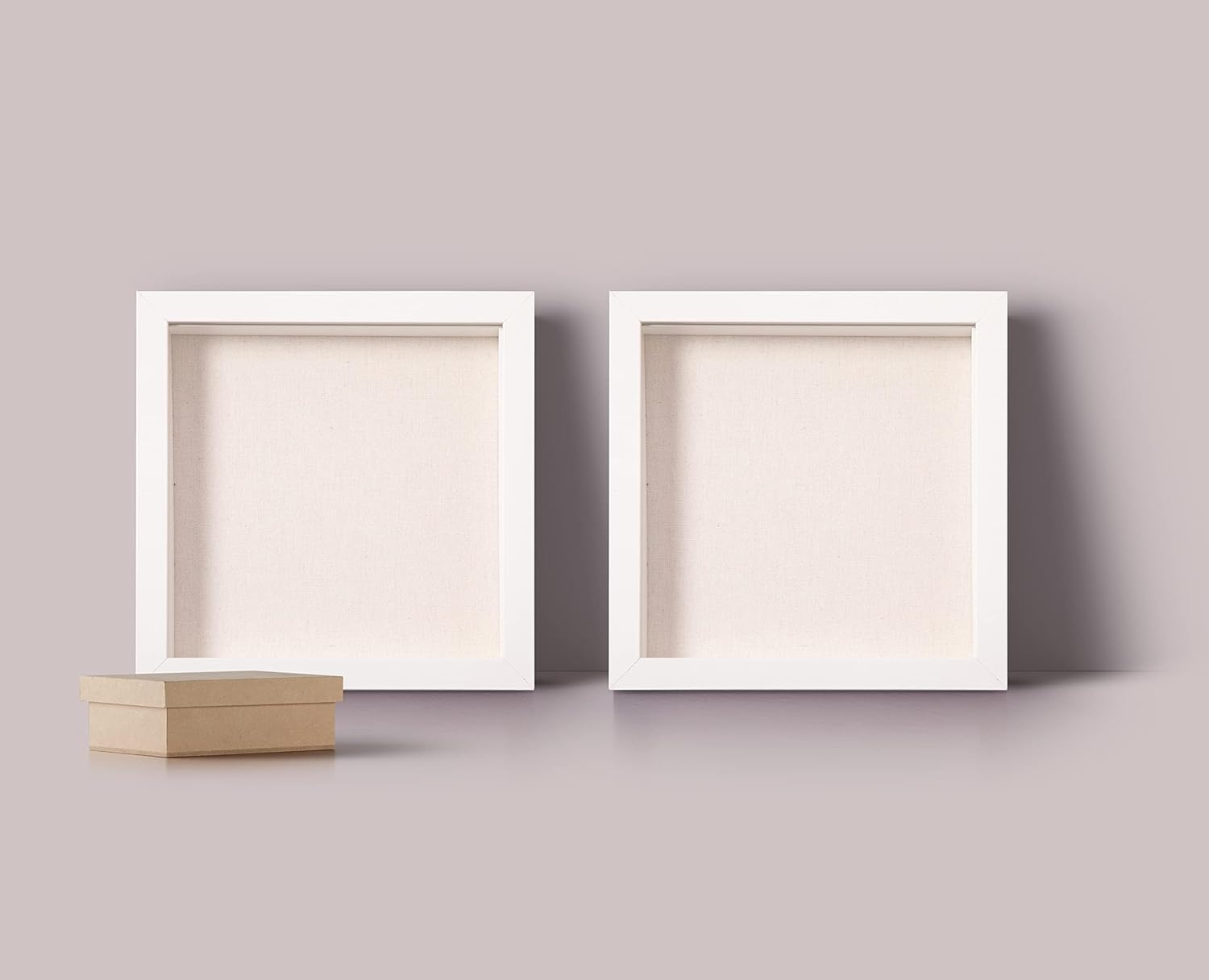 DEMAIKE Shadow Box Picture Frame Real Glass Display Case Deep Wood Photo Frame with Linen Backboard for Tickets,Memeory,Pictures,3Pcs 8X8 Inch White image number 3