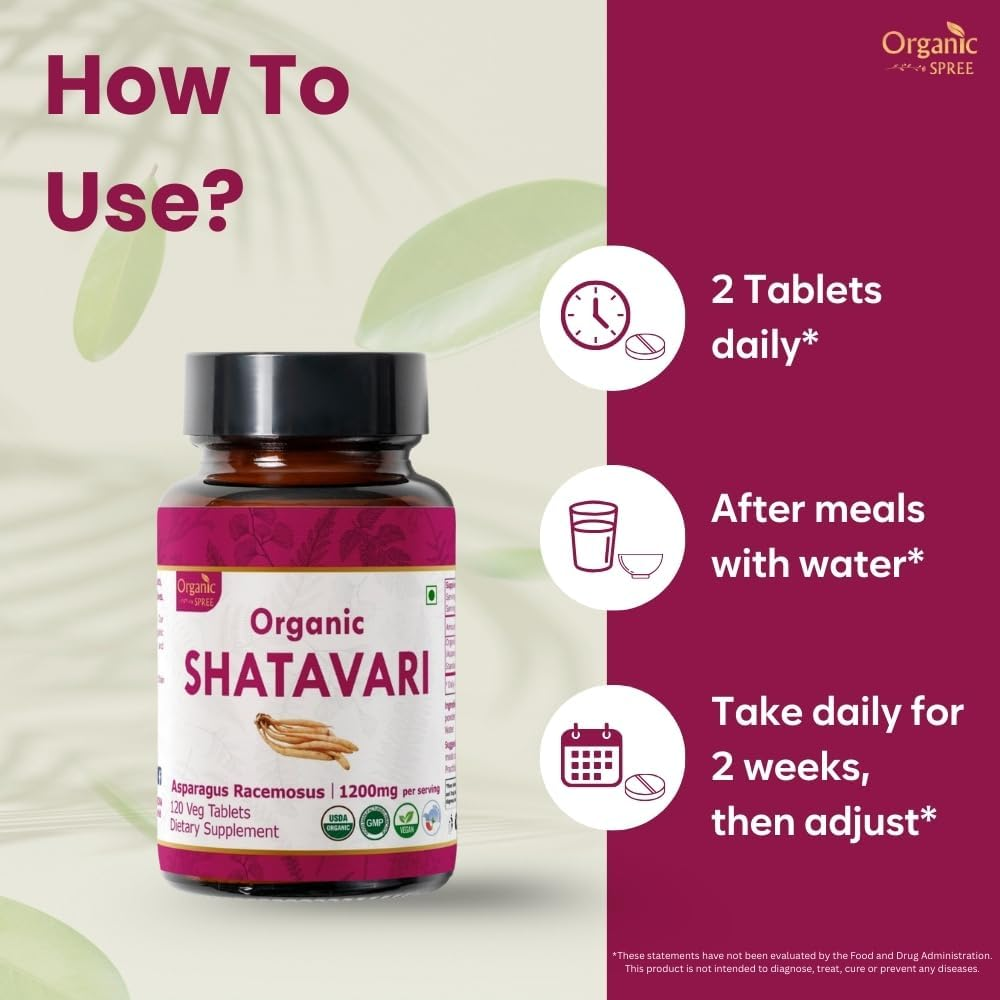 Shatavari 120 Tablets | Asparagus Racemosus (Shatavari) | USDA Organic Certified | Organic and Natural 120Tab image number 3