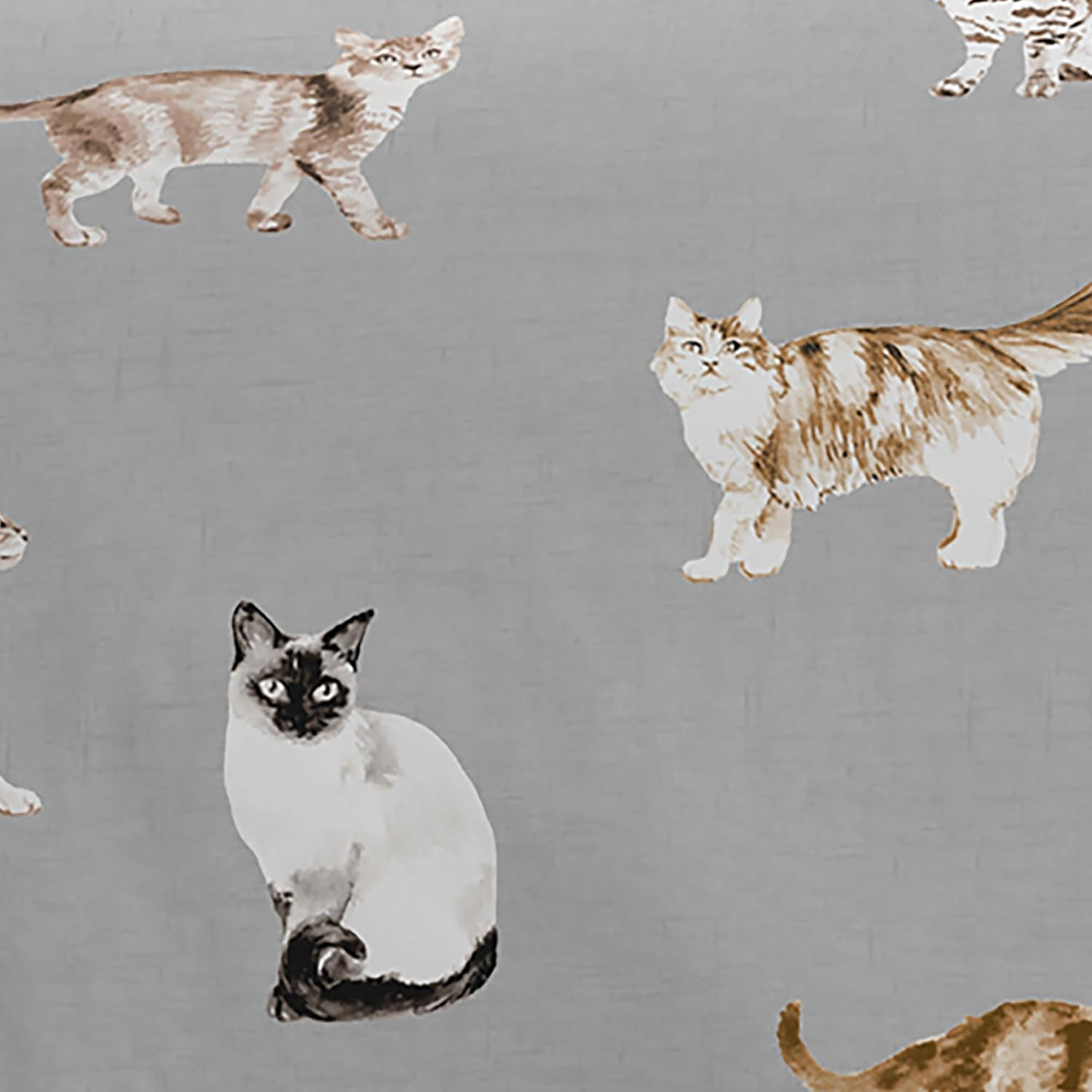 Fusion - Grey Cat Duvet Cover - Single Bedding Size (140 X 200Cm) - Reversible Design (Pink & Grey) - Cat Paw Print Bedding - Animals Print Bedding - Siamese, Persian, Ragdolls and Black Cats image number 1