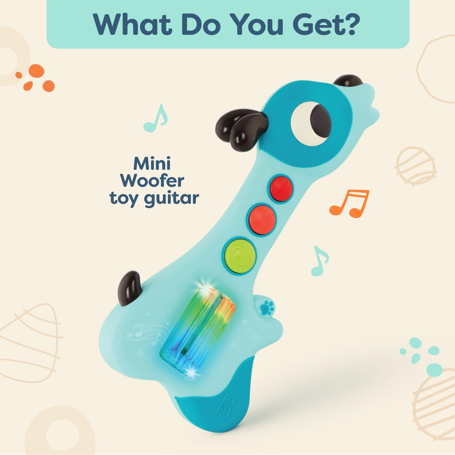 B. Baby &ndash; Mini Toy Guitar &ndash; Musical Baby Toy &ndash; Lights & Sounds &ndash; Educational & Sensory Toys &ndash; 6 Months + &ndash; Mini Woofer image number 2