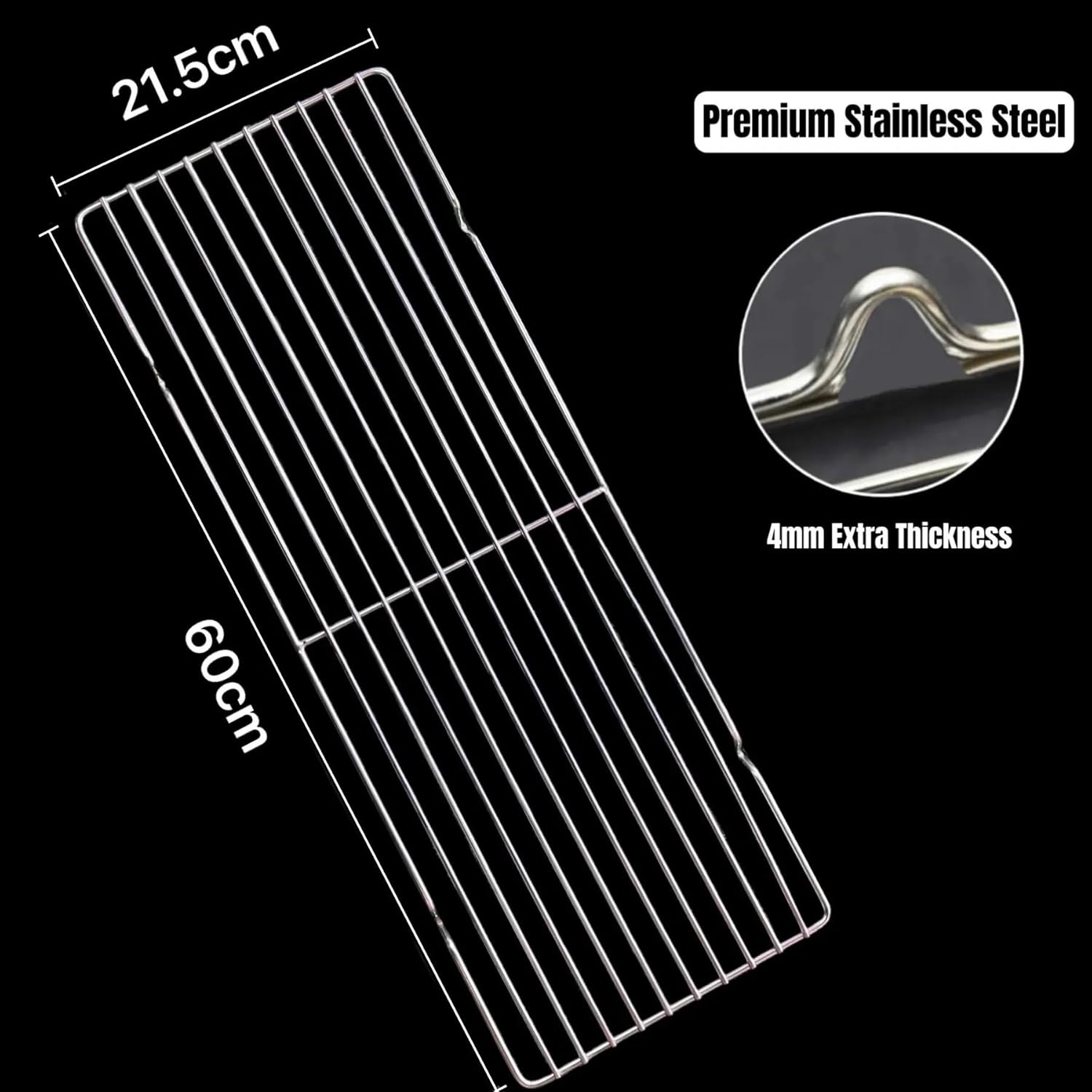 Willbbq Twin Pack Stainless Steel Grill Grate Heavy Duty Rectangular Cooking Rack for Bbq,Oven,And Smoker Rust Resistant Cooling and Baking Rack for Outdoor Grilling & Kitchen Use (60Cm X 21.5Cm) image number 1