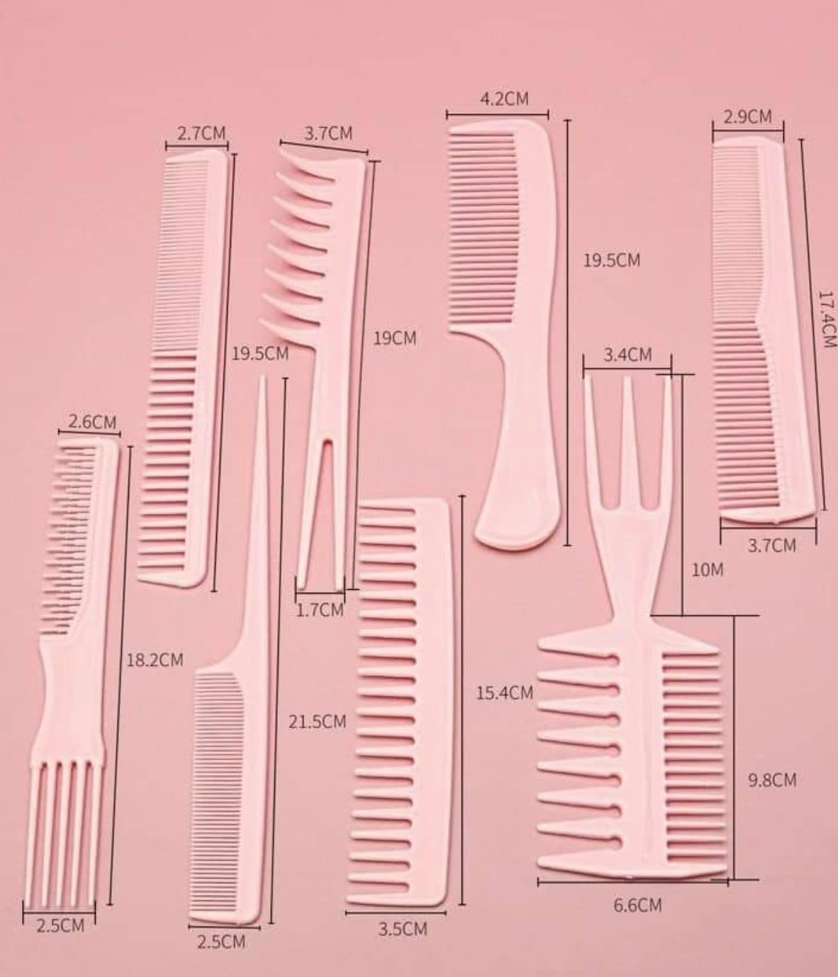 8 Elite HAIR COMB Set -Detangling, Teasing Comb, Edge Hair, Fine Tooth, Afro 3A to 4C, Straight, Curly, Frizzy, Kinky Hair, Wet or Dry image number 1