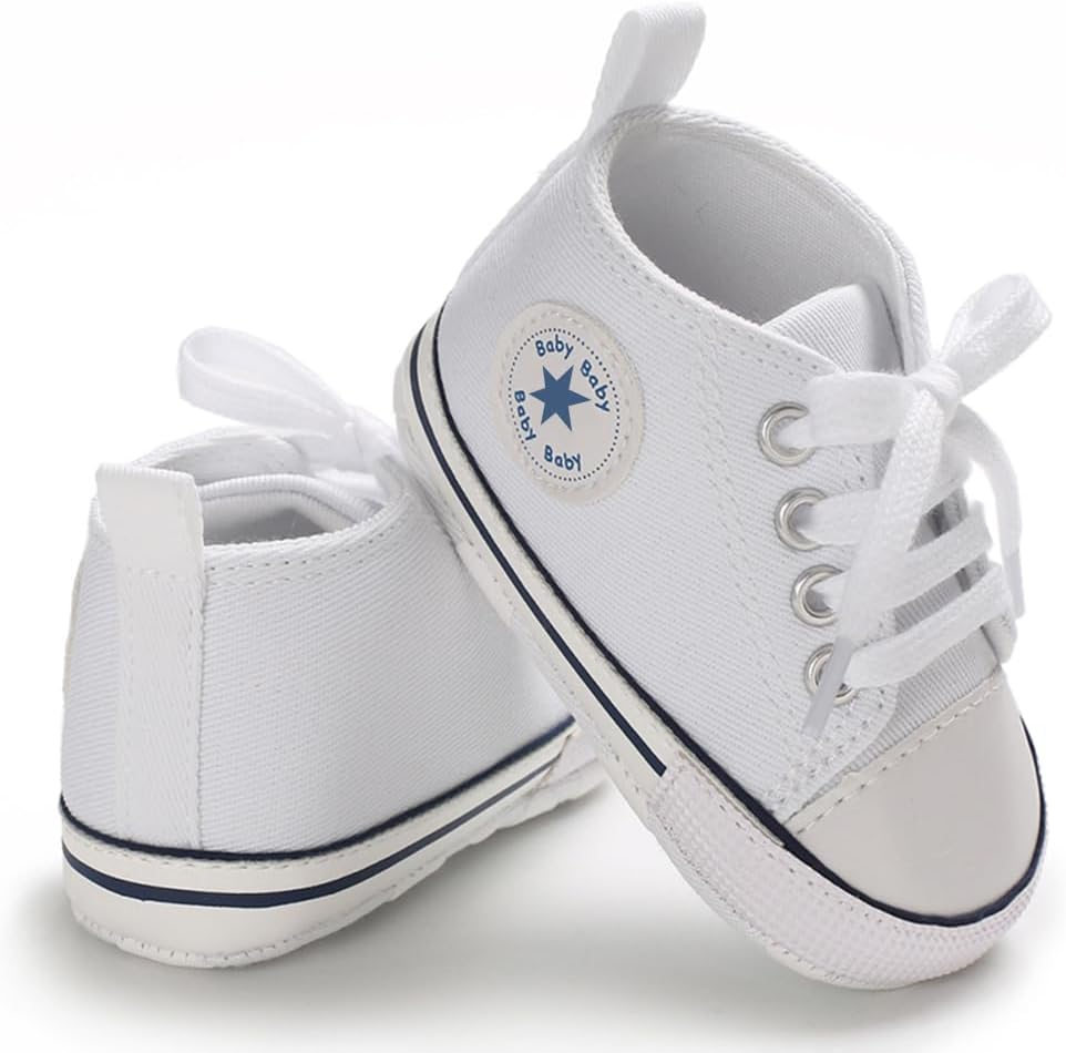 KKIIDDSS Unisex Baby Girls Boys Canvas High-Top Shoes, Newborn Infant Anti-Slip Soft Sole Frist Walking Breathable Sneakers image number 5