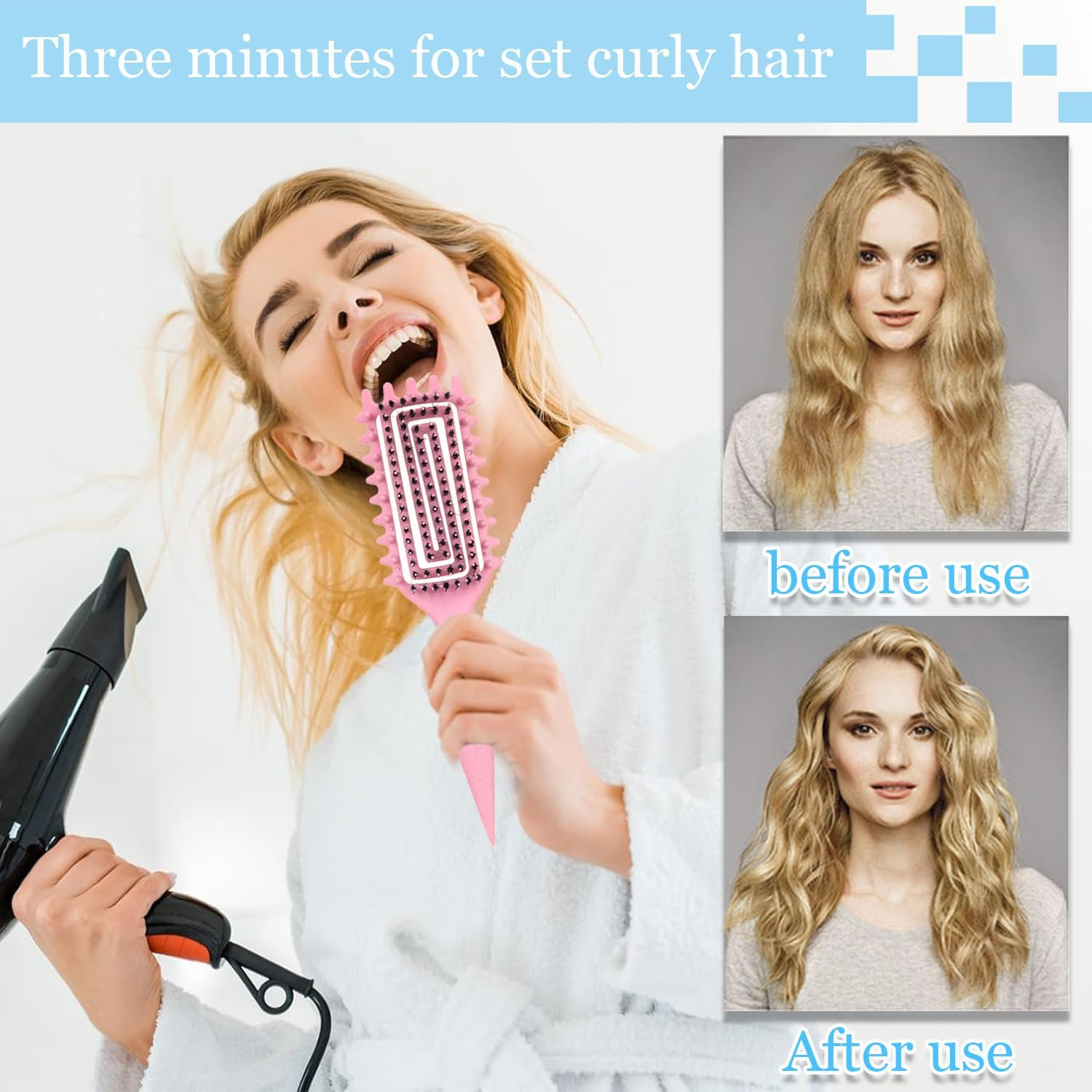 Curly Hair Brush,Curl Defining Brush plus 3 Pieces Hair Styling Comb Set(Slick Back Hair Brush,Rat Tail Comb,Edge Bristle Brush) for Combing, Shaping, Styling image number 1