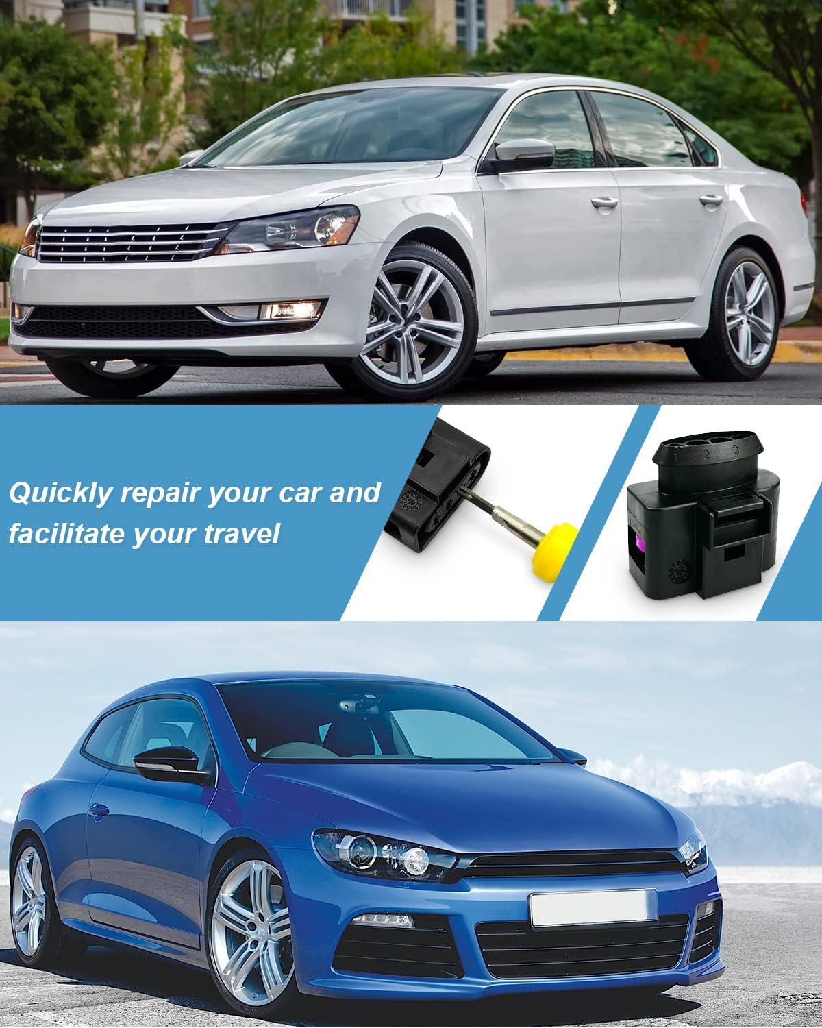 ANODZU 4 Pcs Ignition Coil Connector Repair Kit Fits for VW Passat Tiguan Beetle Golf Jetta AUDI A3 A4 A5 A6 Q7 TT R8, Harness Plug Replace 4B0973724 4B0-973-724 image number 4