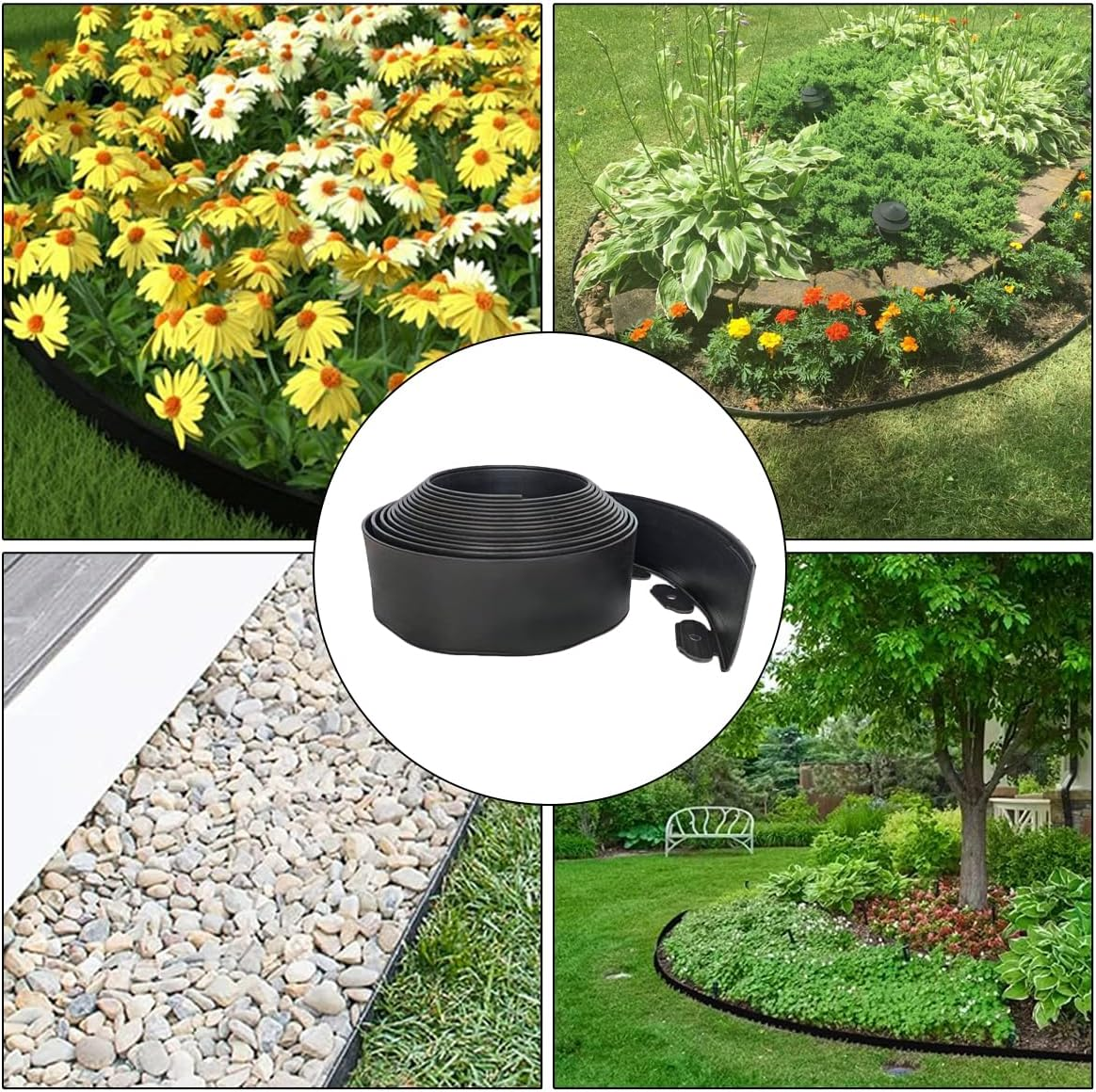 Landscape Edging Border 33Ftx 4 Inch Tall, Plastic Garden Borders Edging with 30 Spikes,Flexible Lawn Edging Edge for Garden,Grass,Flower Beds, Yard, Paver,Pathway-Black image number 2