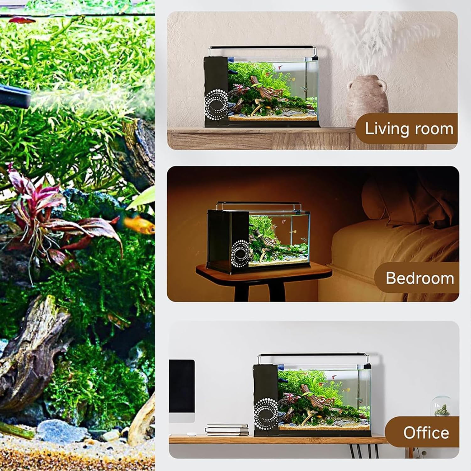 LIODUX Fish Tank Kit, Glass Aquarium Starter Kits with Partitioned Filtration, Fish Bowls Starter Kits, Beginner-Friendly Betta Aquarium, Room Desktop Decor (60 X 23 X 30CM) image number 3