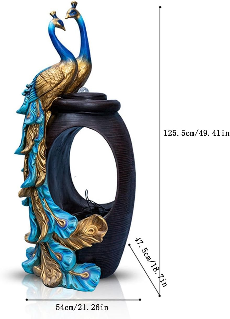 Outdoor Fountain Indoor Water Fountain, Relaxing Sounds for Stress Relief,Peacock Waterfall for Office Home D&eacute;cor(Large) image number 4