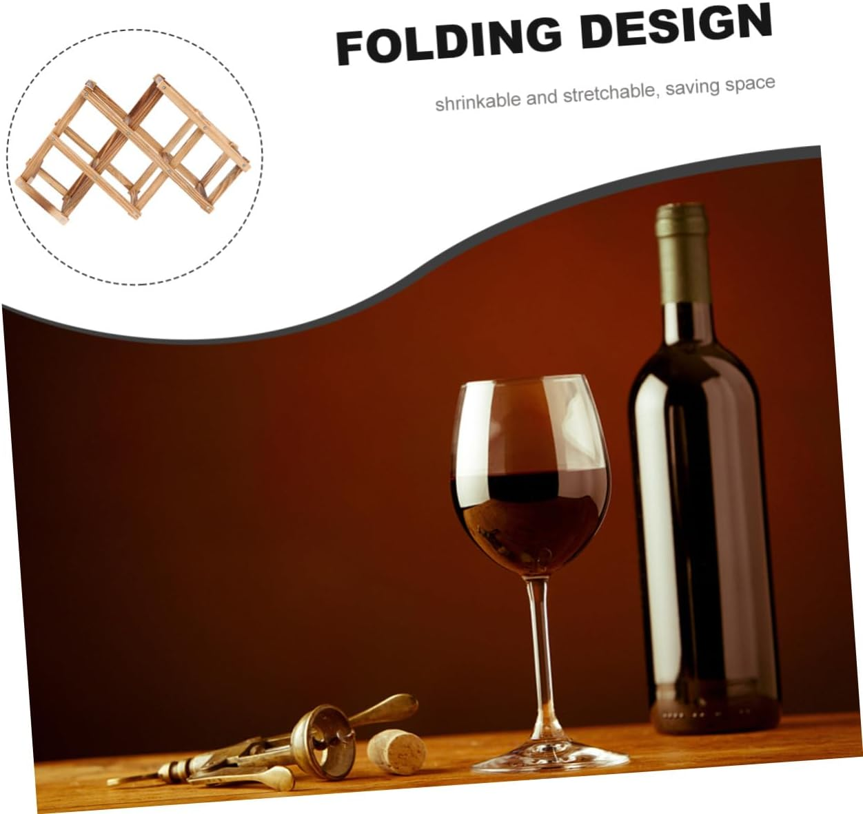 LIFKOME Foldable Wine Rack Modern Wine Holder Space-Saving Storage Shelf for Kitchen Bar Living Display Bottle Capacity Brown Geometric Design image number 6