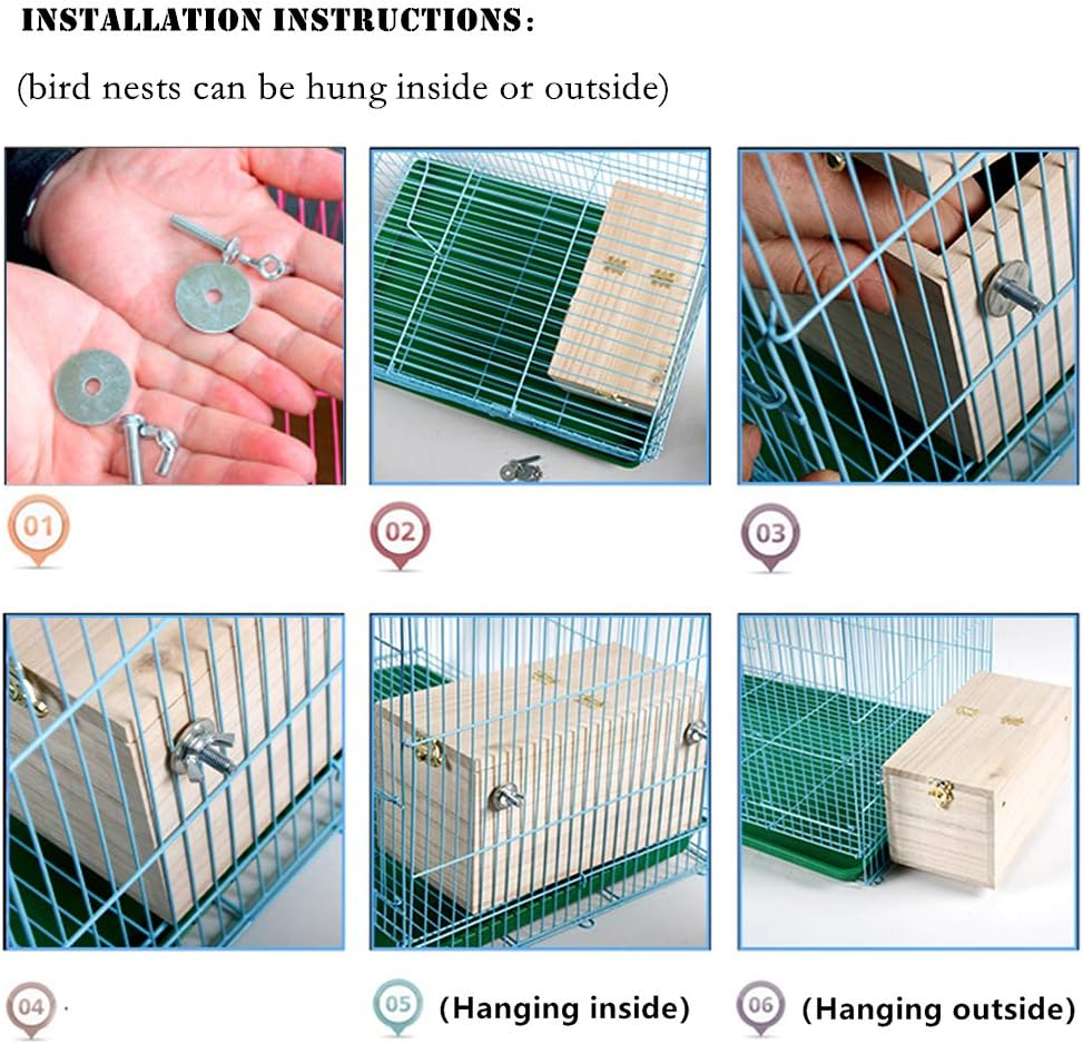 YJJKJ Pet Wood Parakeet Budgie Cockatiel Breeding Nesting Bird Avery Cage Box (M) image number 3