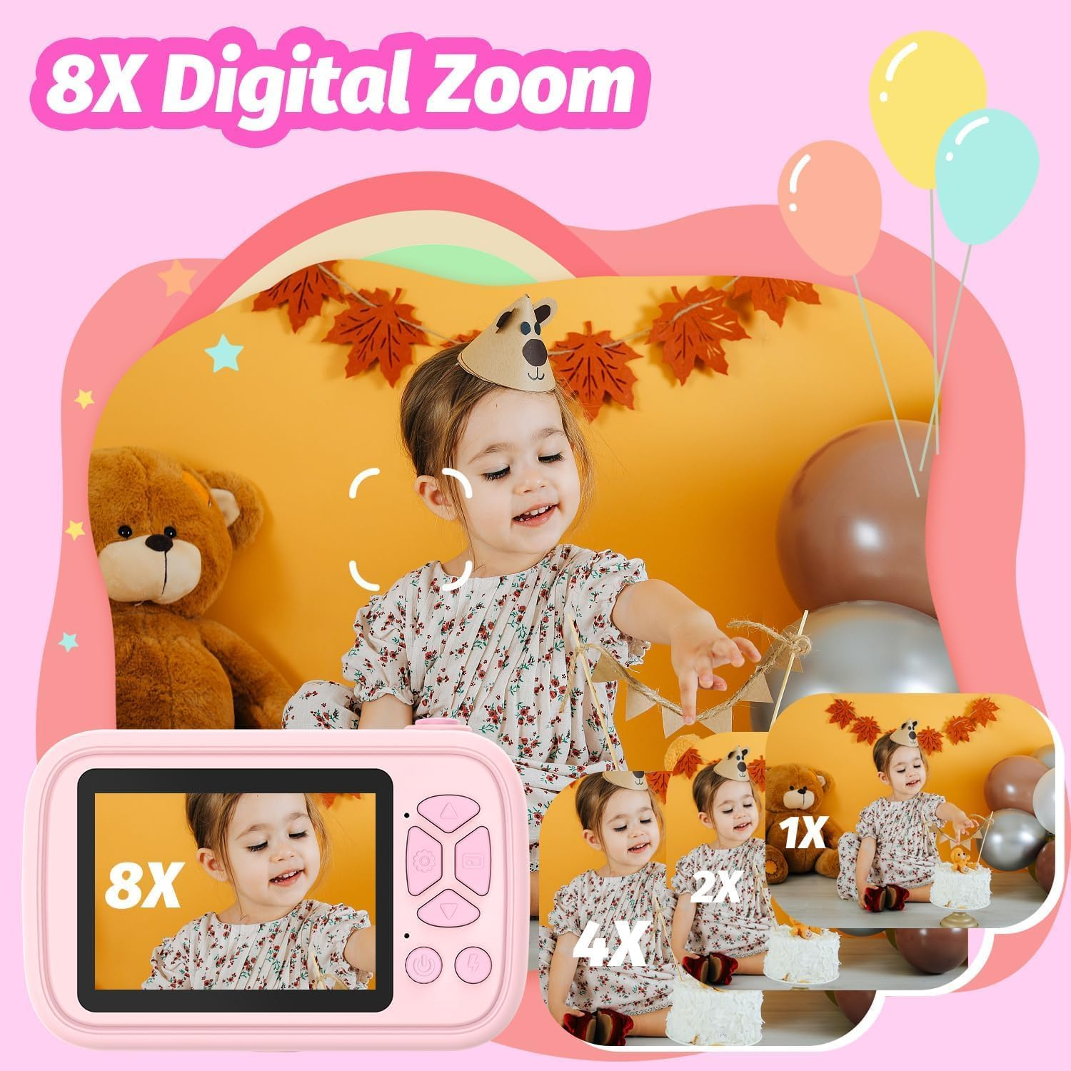 ZONEY Kids Camera Toys,Children'S Camera with Flip-Up Lens for Selfie & Video, 32G 1080P HD Digital Camera with Flash Lamp, Video Recorder, Birthday Gifts for Boys Girls (Pink) image number 1