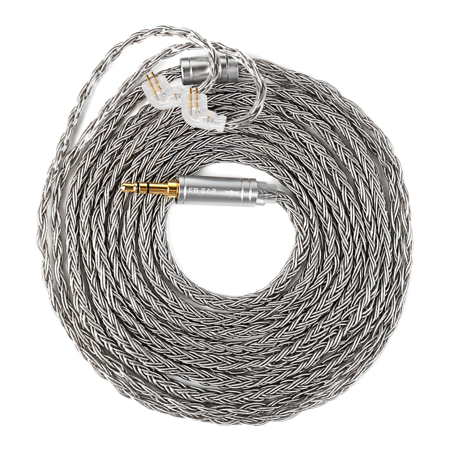 KBEAR Juntian IEM Earphones Cable, 2M Long in Ear Monitor Cable, 16 Core 5N OCC Silver-Plated Headphone Extension Cords for Kz Zs10 Pro, Tangzu Wan'Er, Audiophile and Drummers (Qdc-Pins, 3.5Mm Plug)
