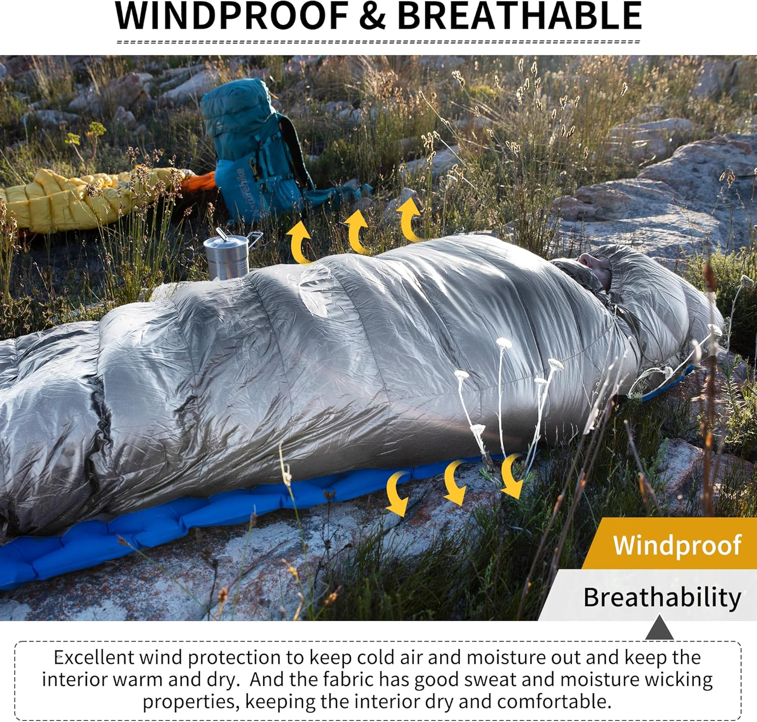 Naturehike down Sleeping Bag Ultralight Portable Compact Winter Sleeping Bag for Adults and Children Outdoor Camping, Hiking and Traveling - Black-L-650Fp image number 6