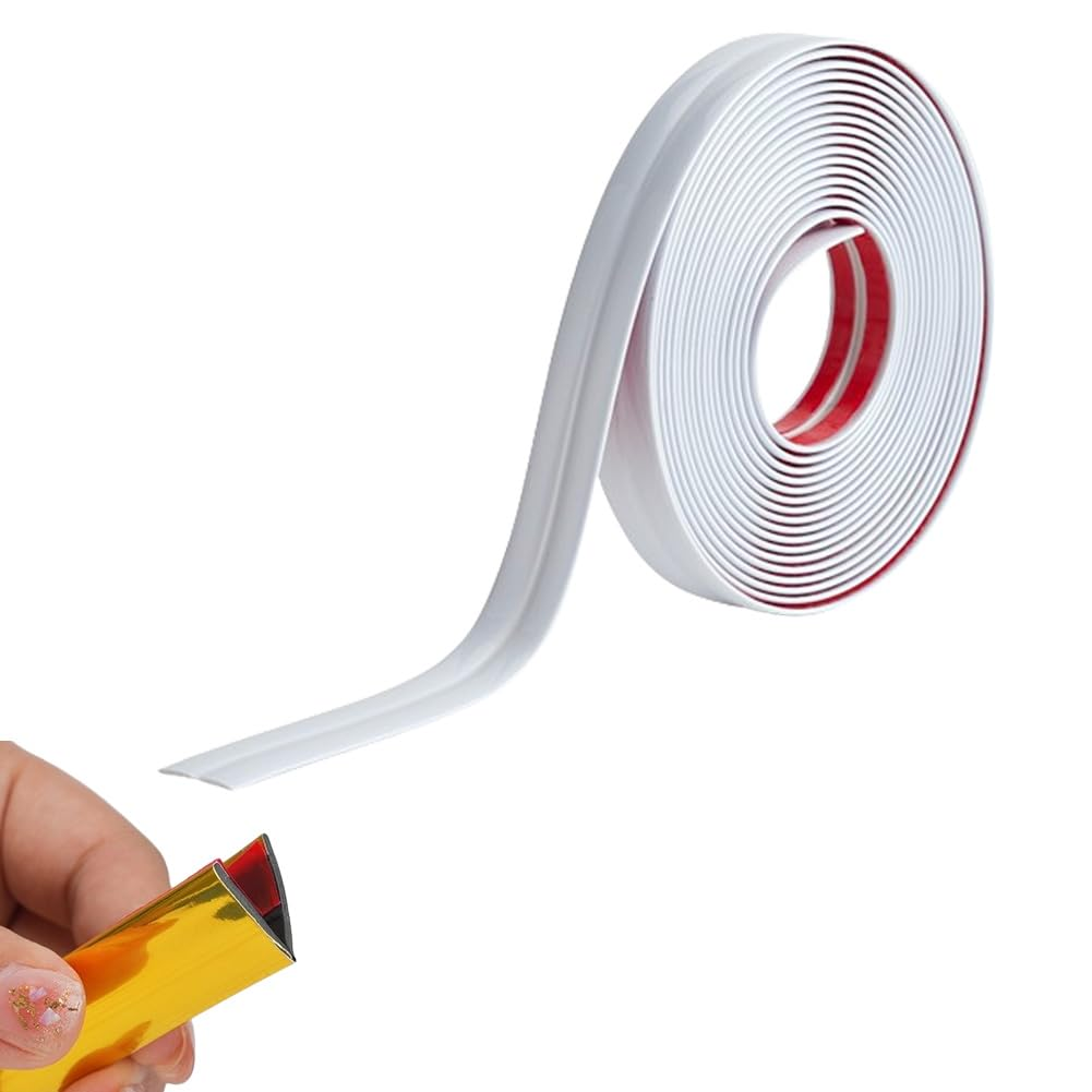 3M Peel & Stick Wall Molding Trim - Flexible Corner Angle Trim, Self Adhesive Wall Corner Guard Edge Protector, Bright Silver (4CM/10FT)