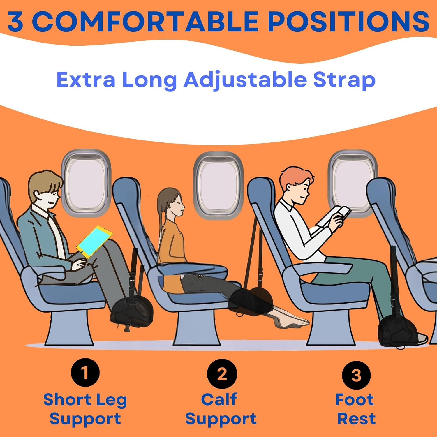 Airplane Foot Rest - 2 in 1 Travel Essentials, Portable Foot Hammock for Long Flights, Footrest to Relax Your Feet, No Clashing
