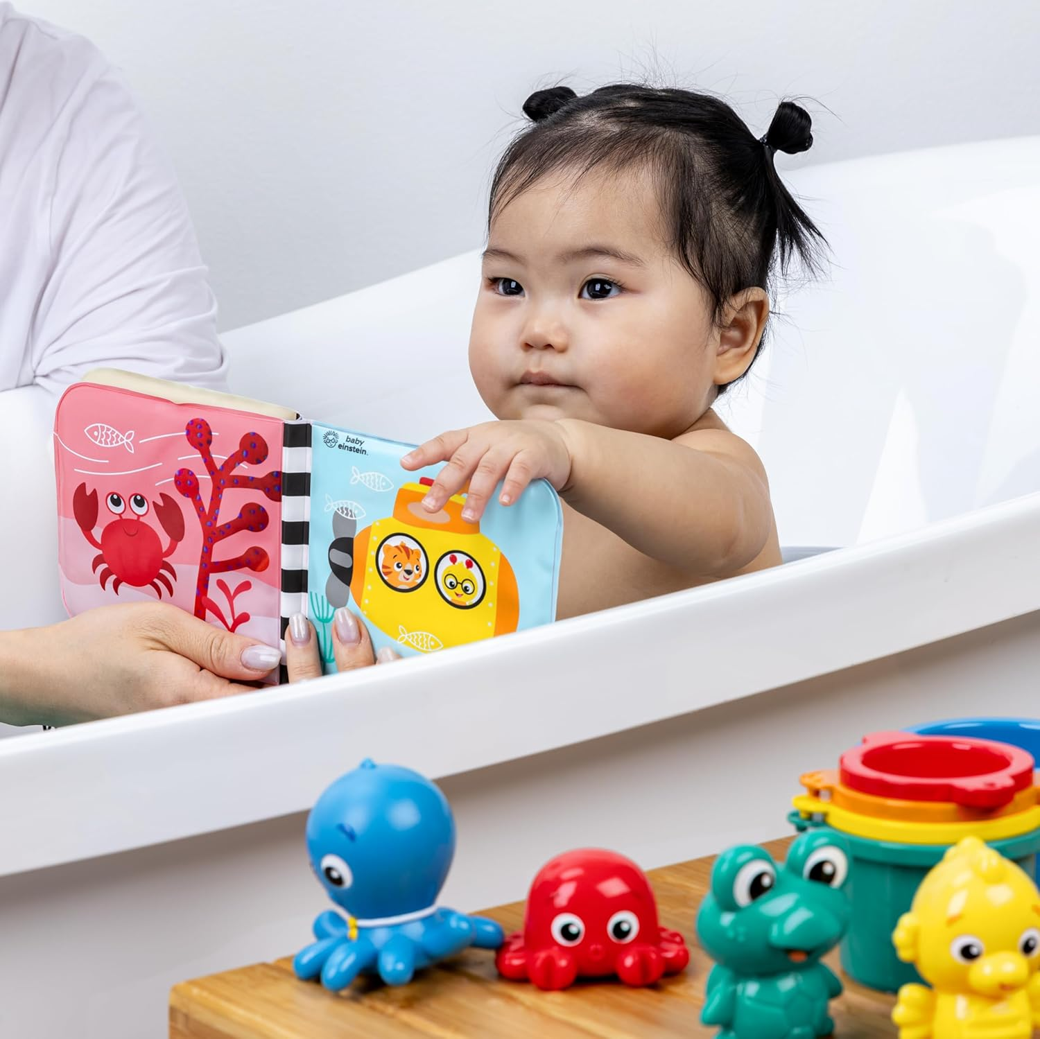 Baby Einstein Ocean Explorers Opus Bath Pals 11-Piece Gift Set, Waterproof Bath Book, Bath Cups, Animal Shape Bath Toys for Baby and Toddler, Ages 3 Months and Up image number 2