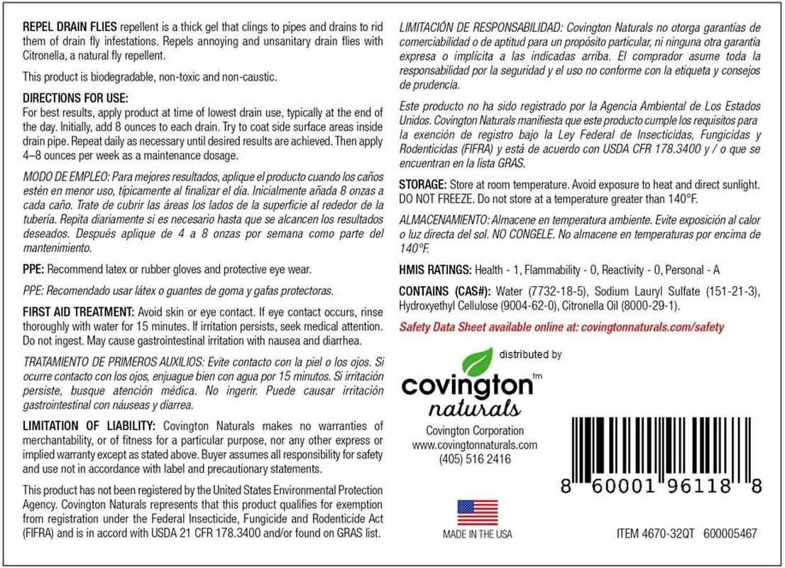 Covington Drain Fly Killer, Natural Fruit Fly Treatment, Eliminates Odor and Drain Flies for Kitchen and Bathroom Sinks, Say Bye to Pesky Drain Flies, Fruit Fly Killer, Odor Eliminating image number 3