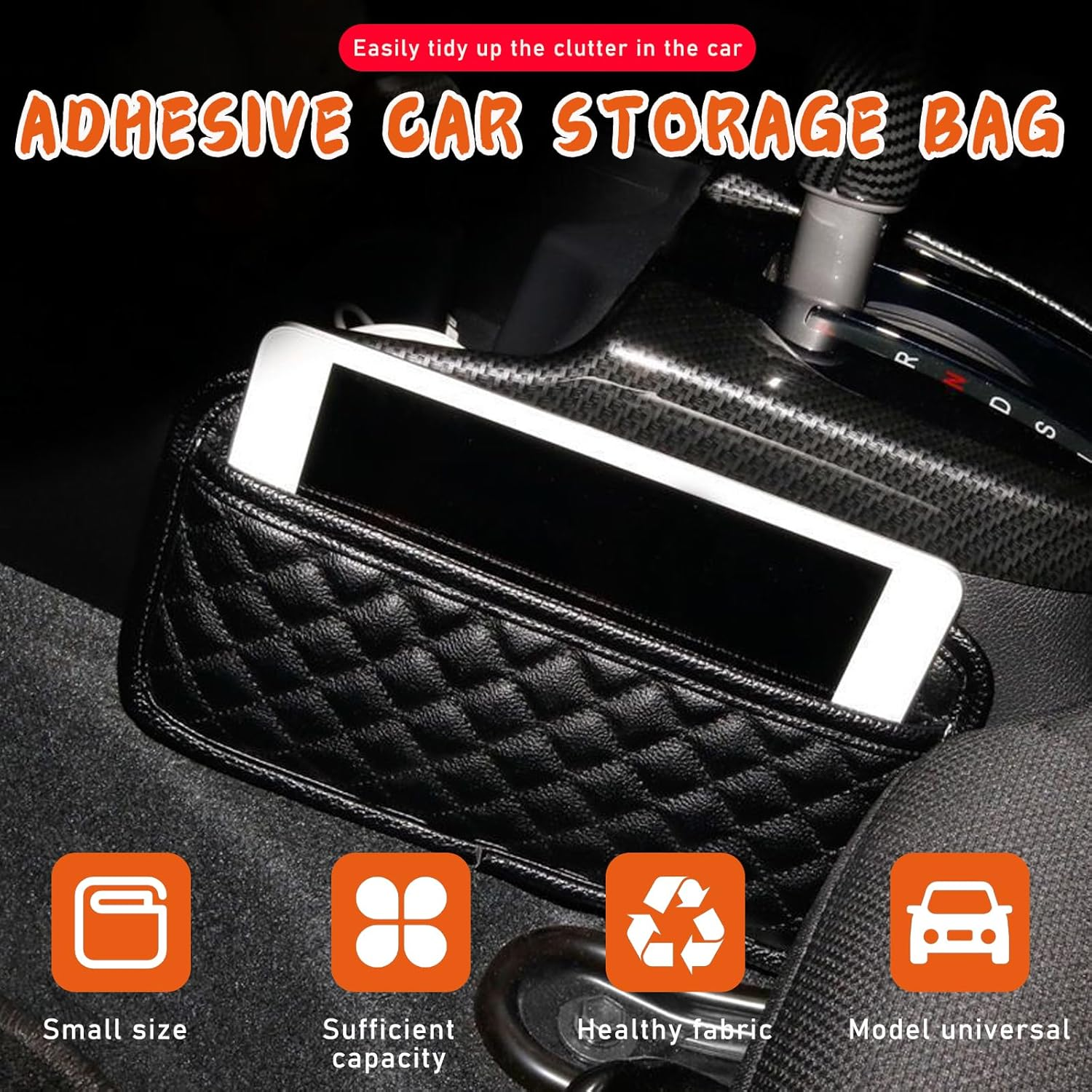 2PCS Car Side Pocket Organizer, Leather Auto Seat Storage Bag for Cell Phone Sunglasses, Waterproof Document Holder Tray Pouch for Vehicle Seat Gap Filler, Car Accessories (Large) - Medium image number 5